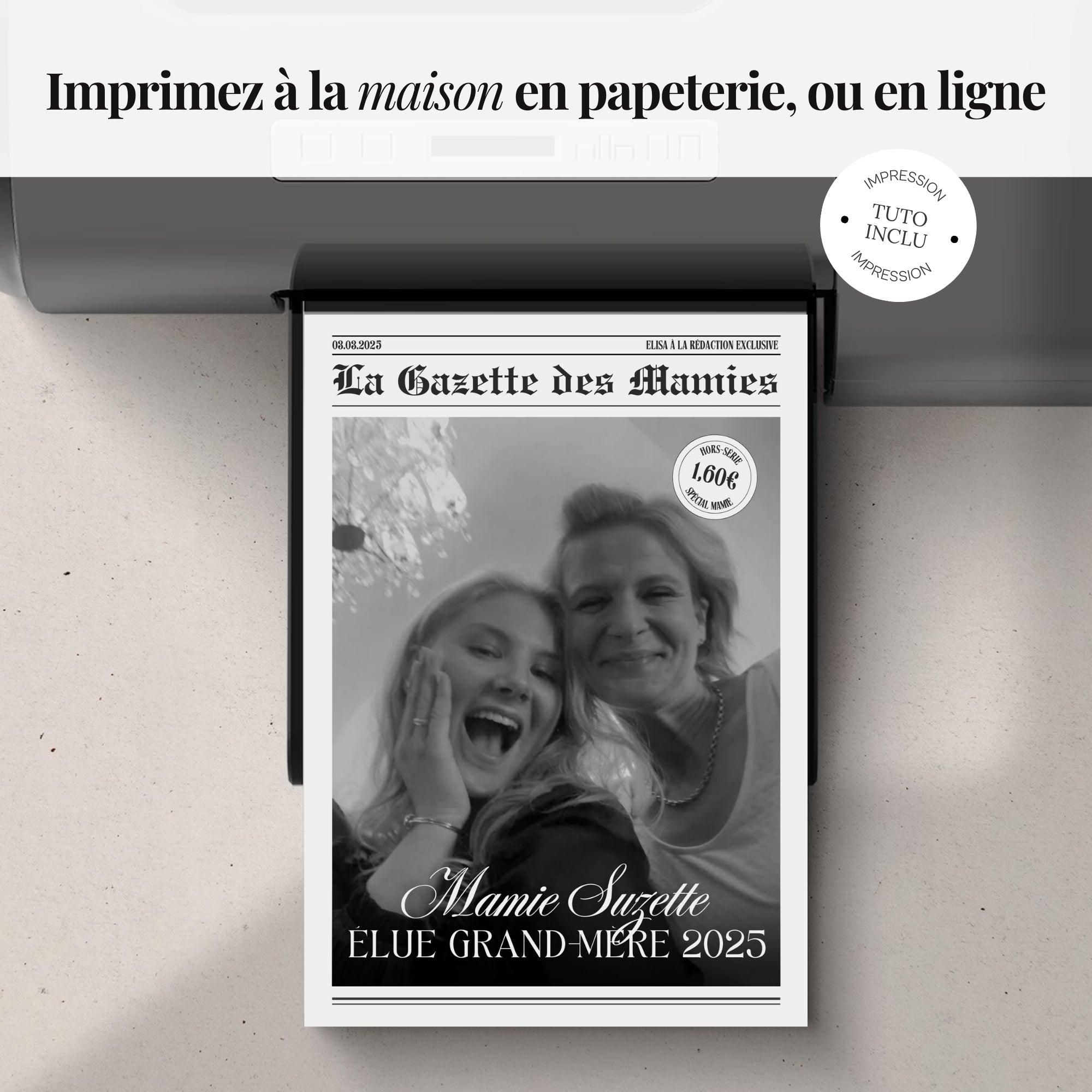 La Gazette des Mamies | 4 pages | Modèle Canva à personnaliser