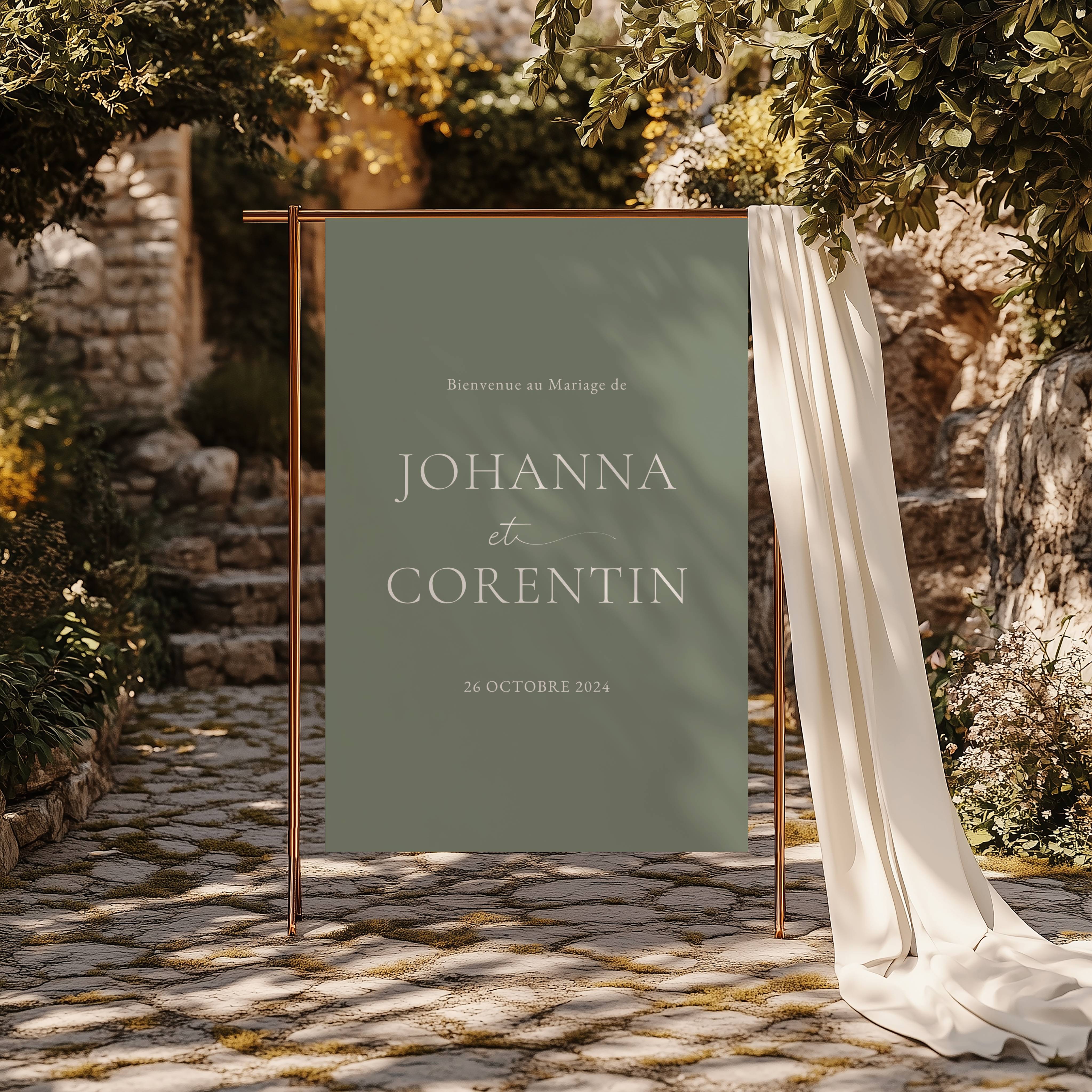 Panneau de bienvenue mariage|Vert Olive|Sauge Dream