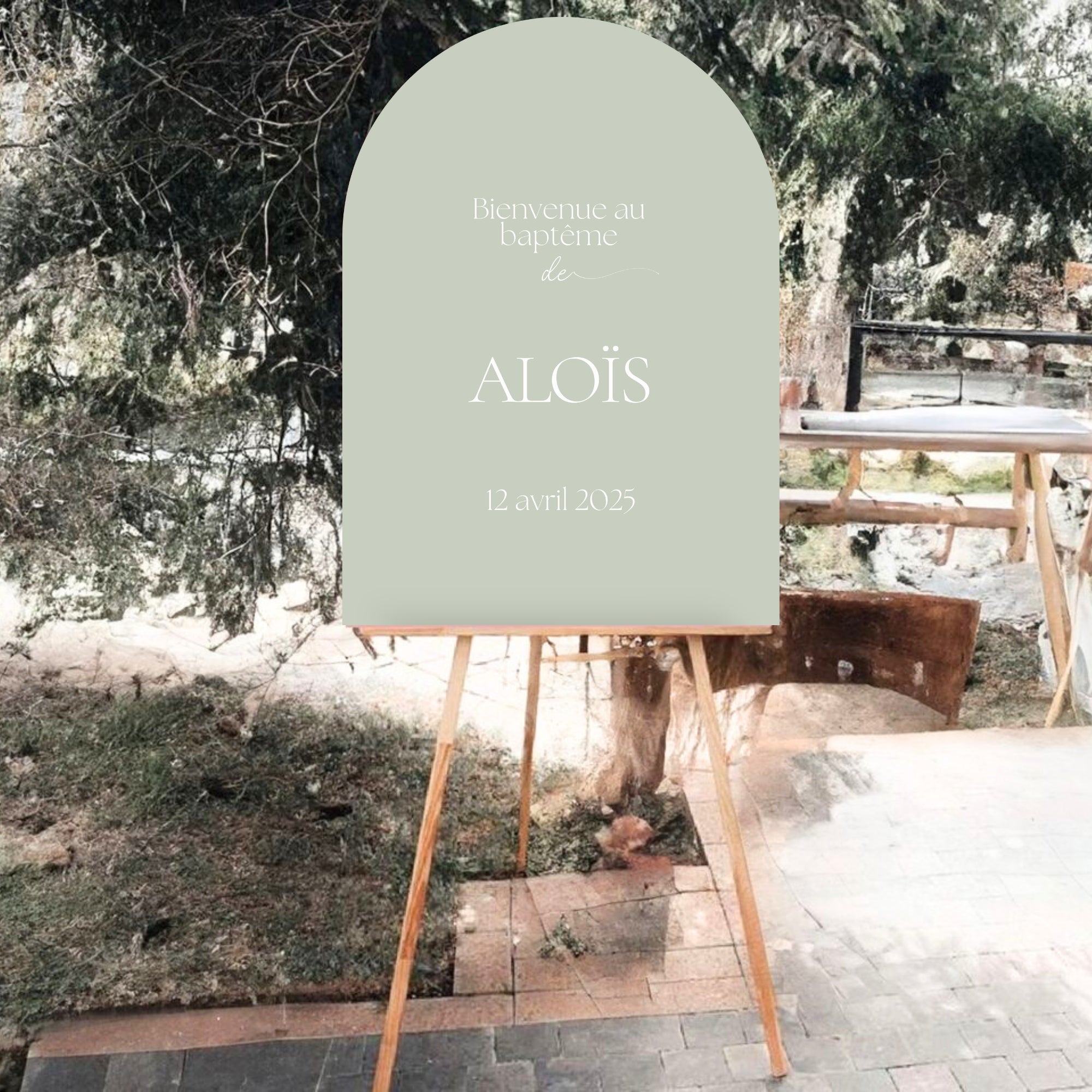 Panneau bienvenue baptême arche | Modèle Louise