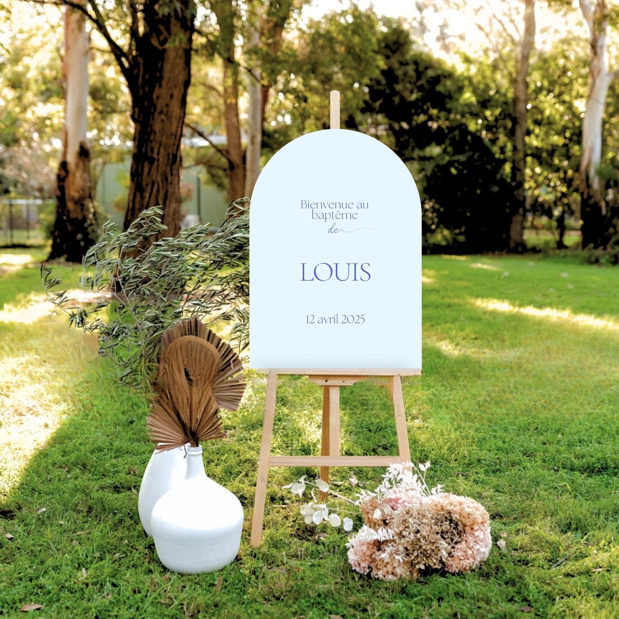 Panneau bienvenue baptême arche | Modèle Louise