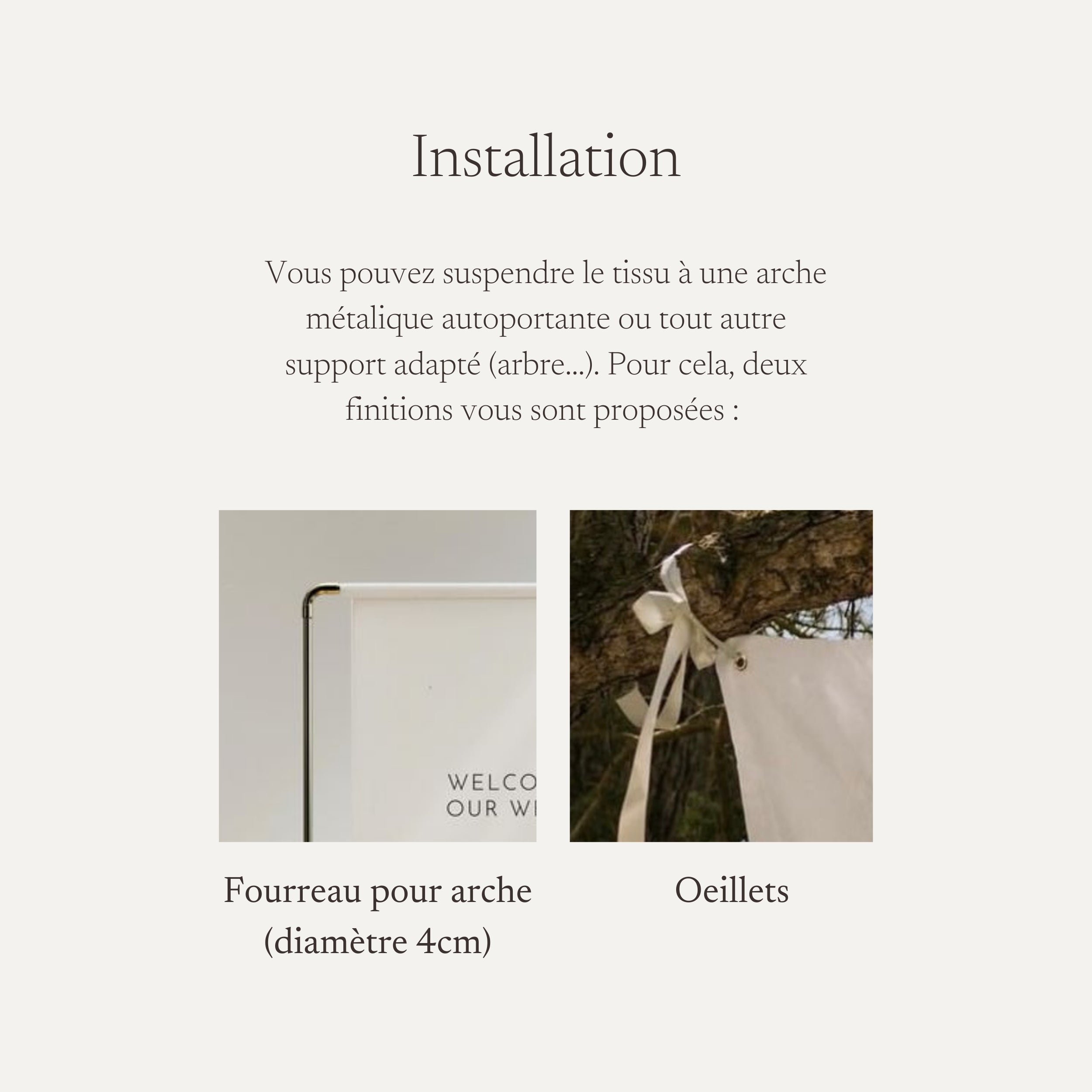 Panneau de bienvenue mariage en tissu|Blanc