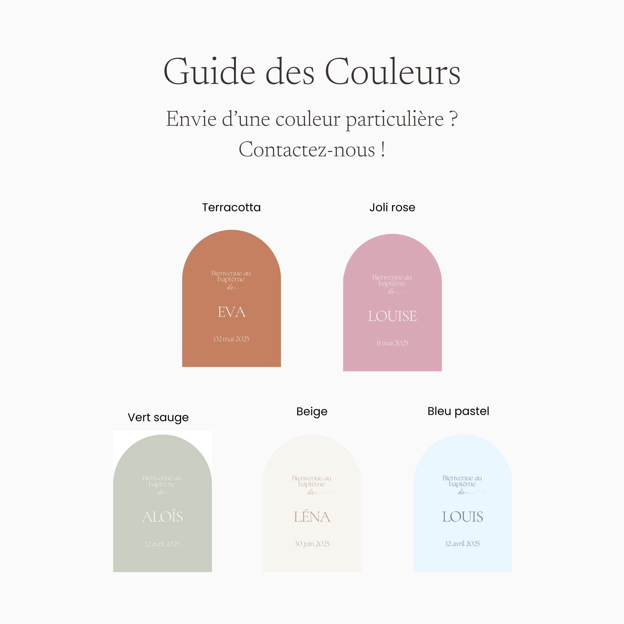 Panneau bienvenue baptême arche | Modèle Louise