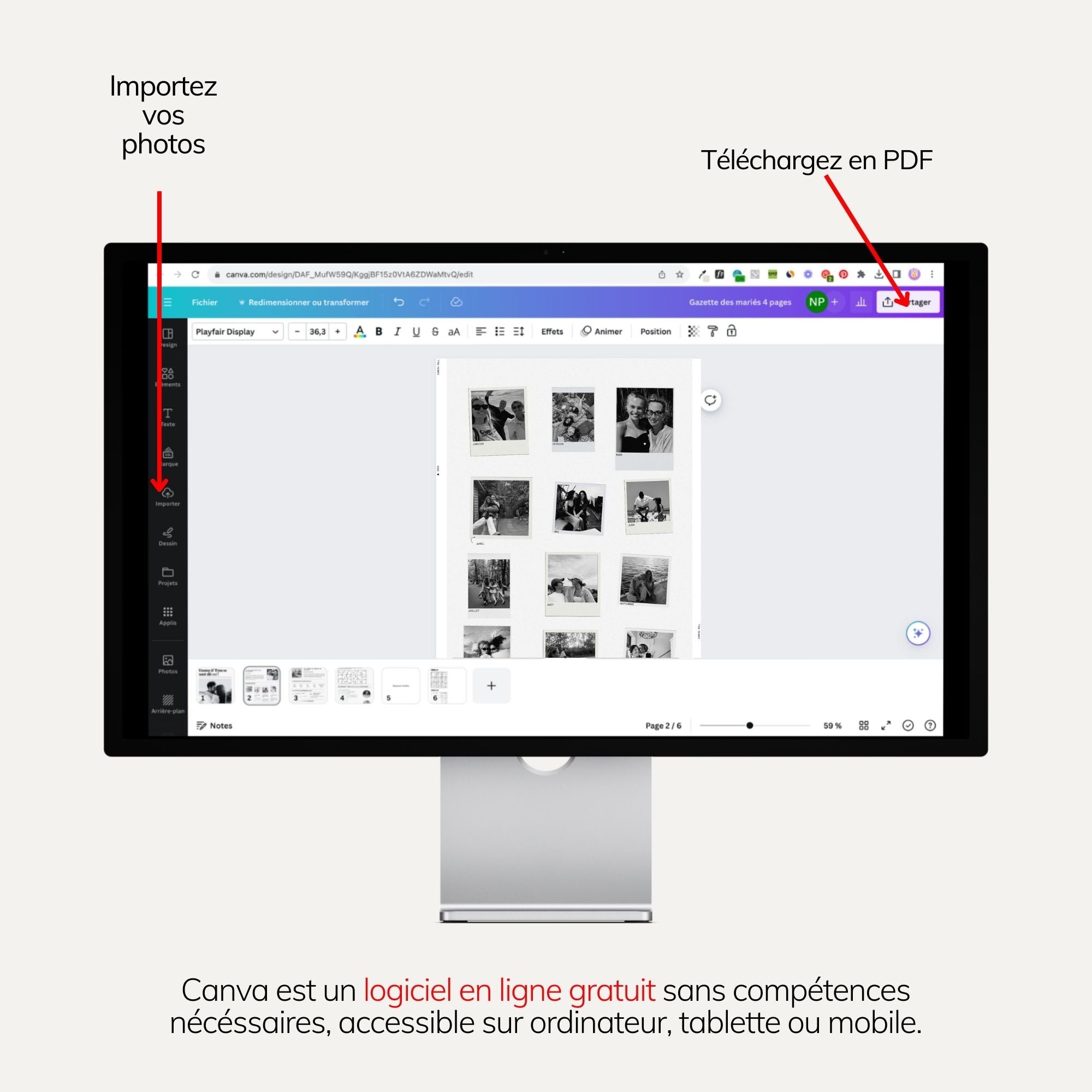 Le cadre photo 12 polaroïds | Modèle Canva à personnaliser