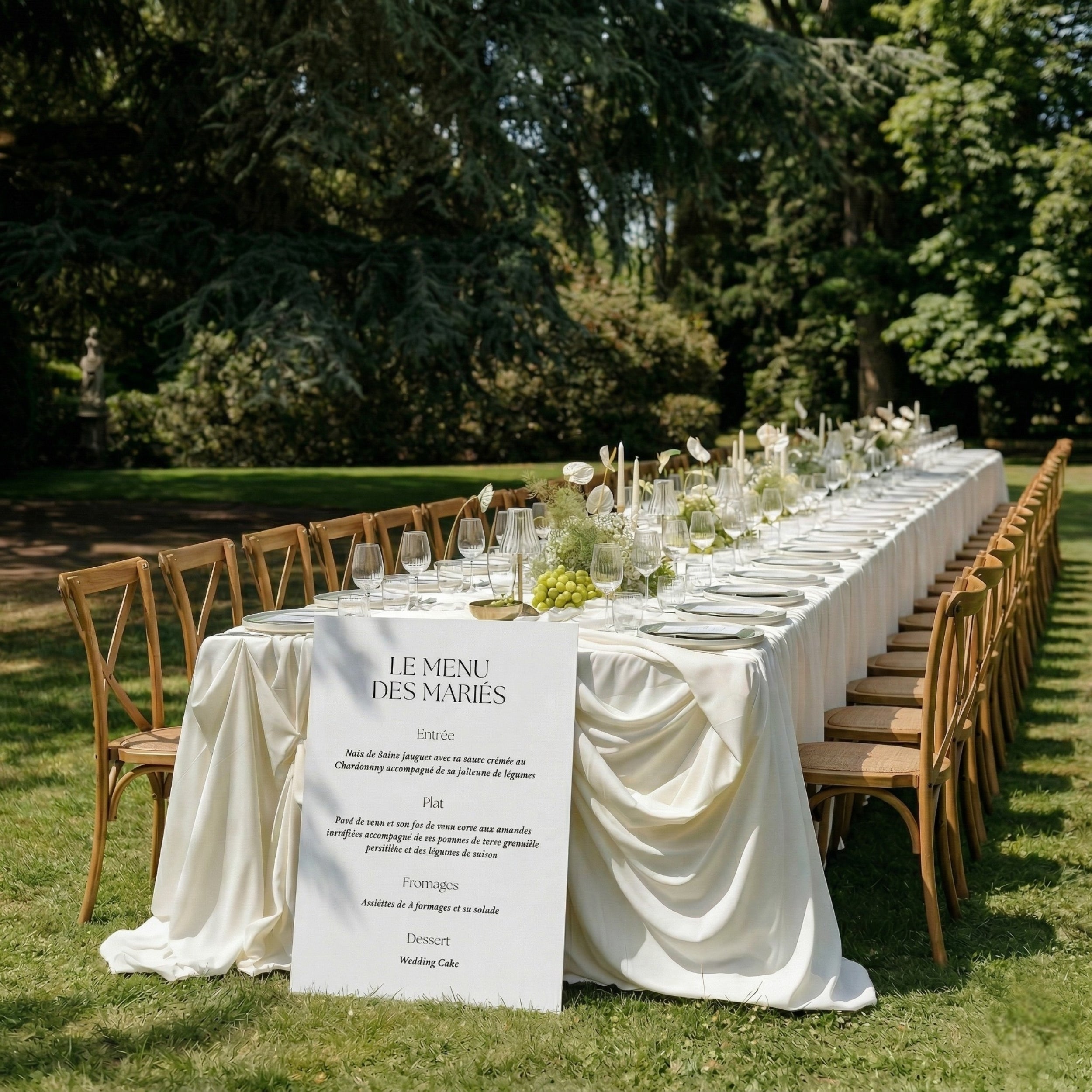 Panneau menu mariage blanc | Collection Neutral Dream