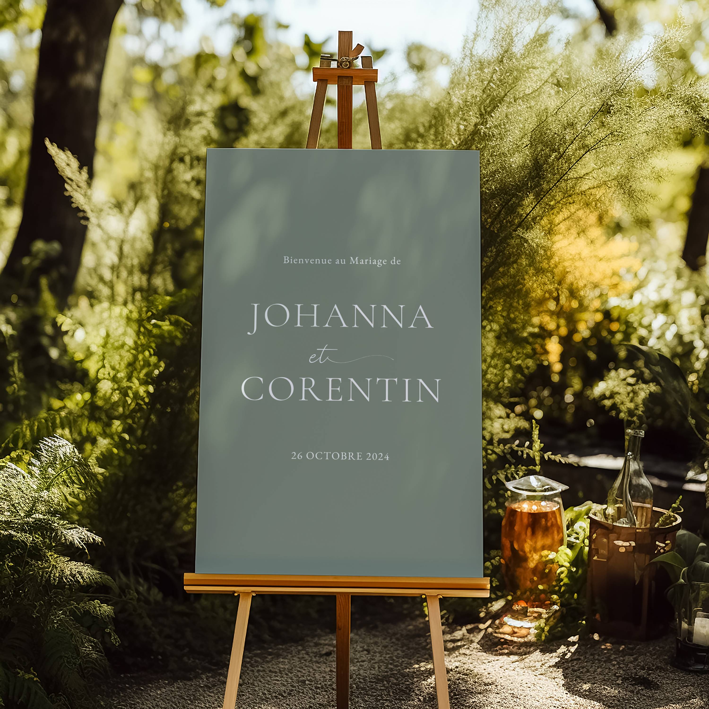 Panneau de bienvenue mariage|Vert Olive|Sauge Dream
