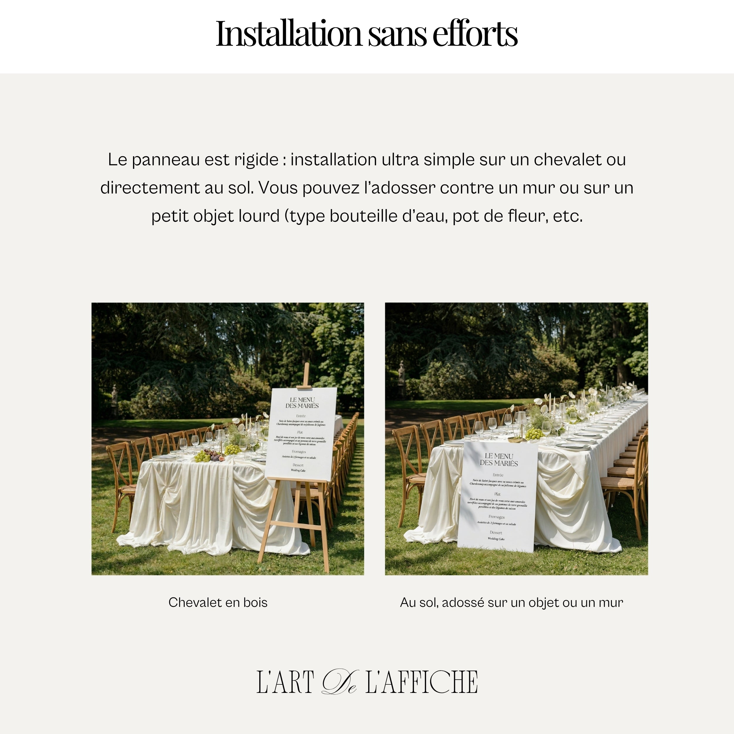 Panneau menu mariage blanc | Collection Neutral Dream