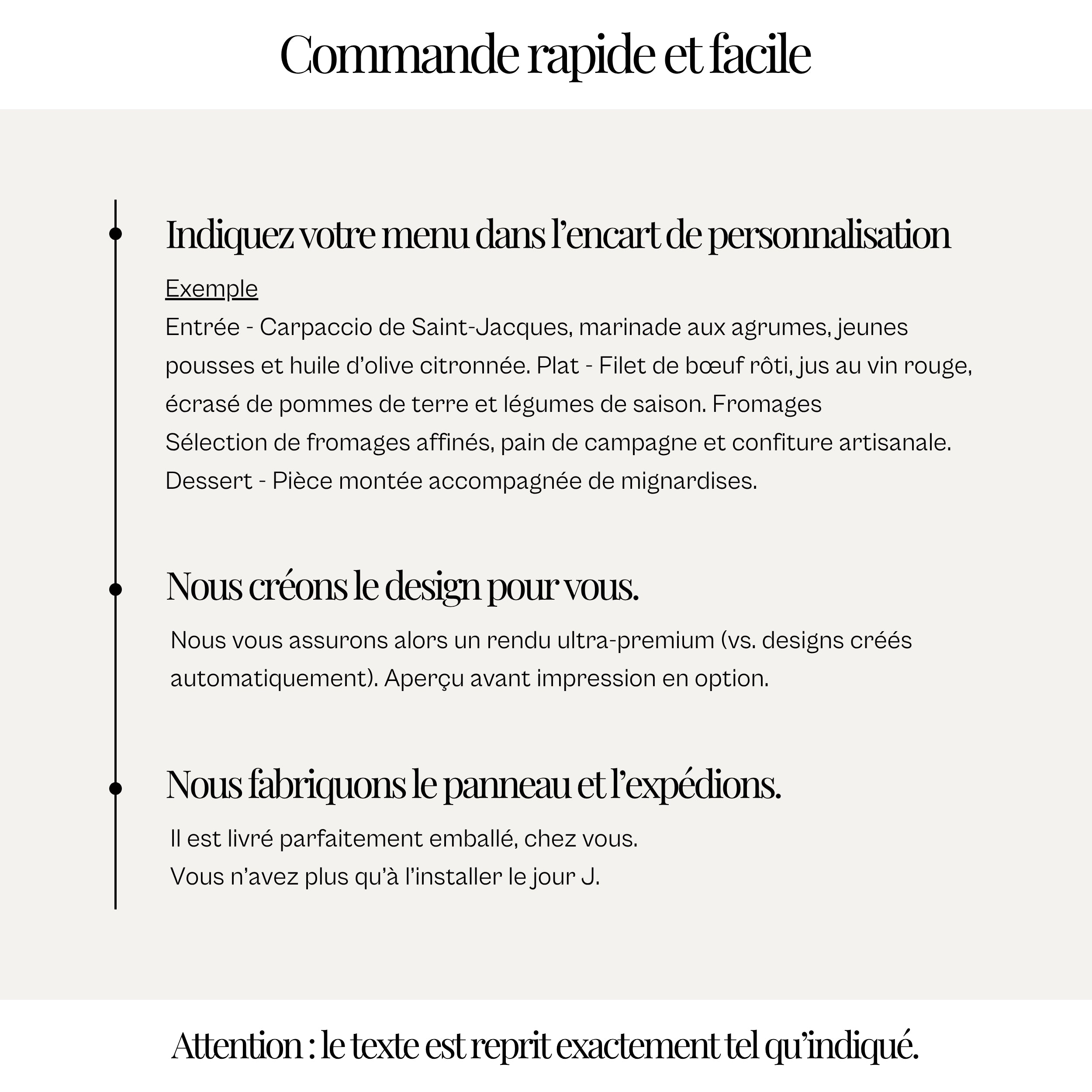 Panneau menu mariage blanc | Collection Neutral Dream