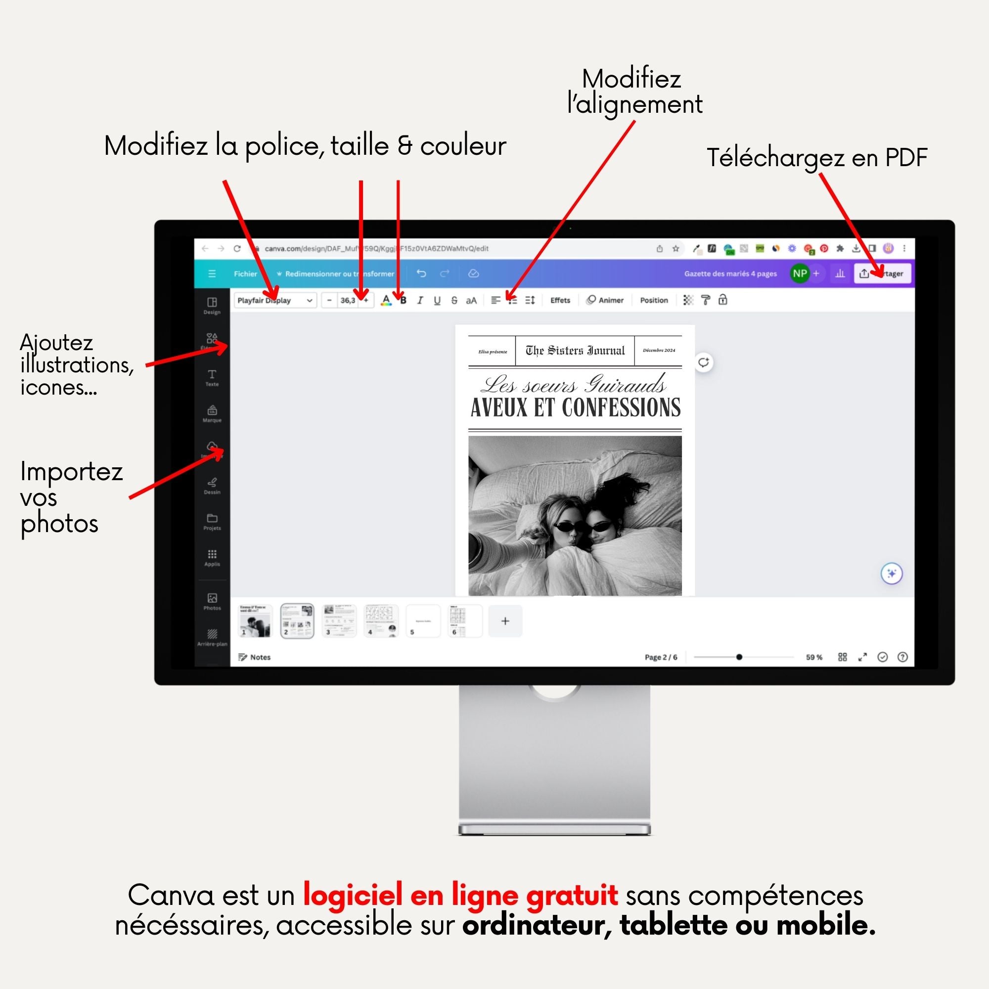 Journal Version Frères & Soeurs | 4 pages | Modèle Canva à personnaliser