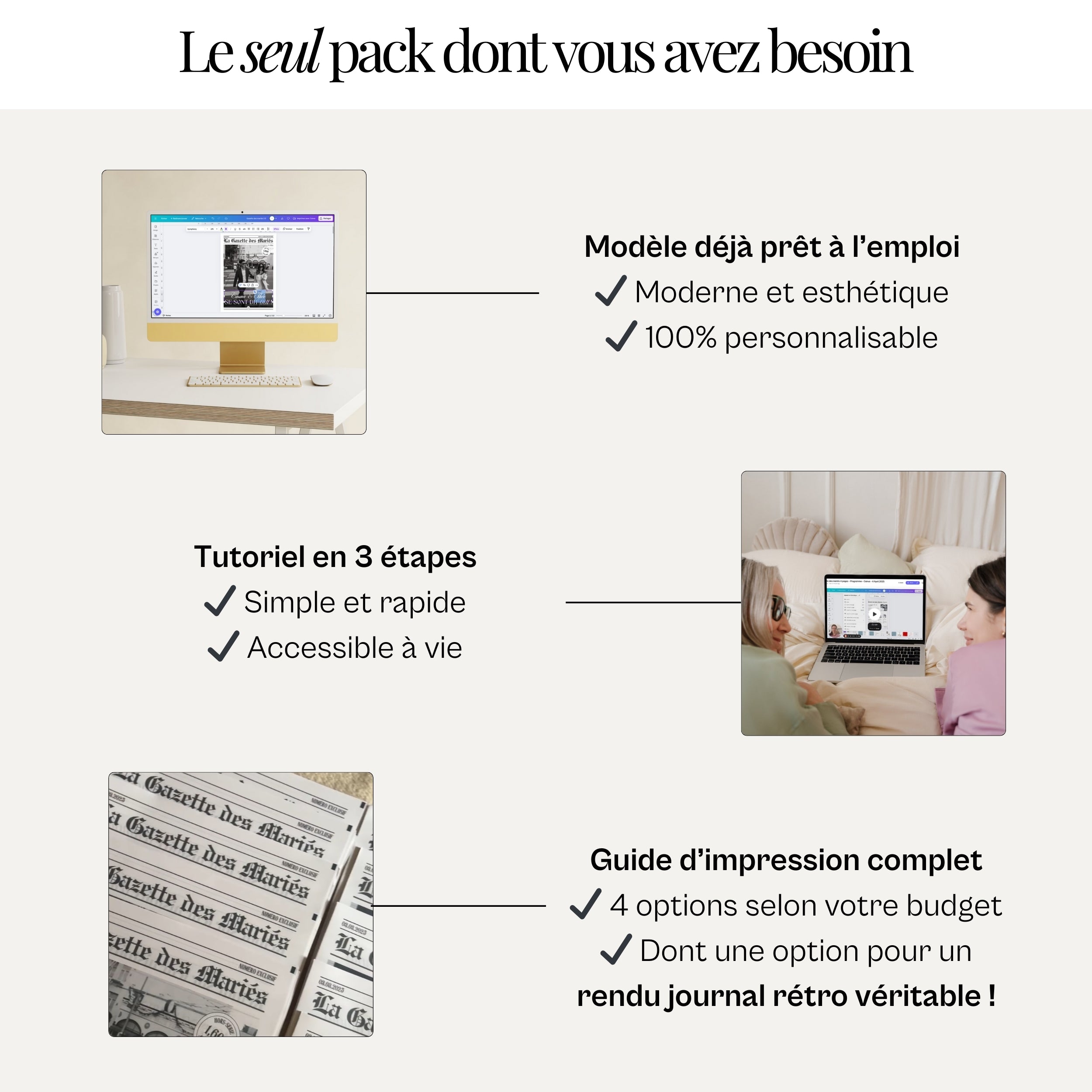 Pack ULTIME Gazette des mariés | Tuto complet + modèle préconçu + guide d'impression sur papier journal