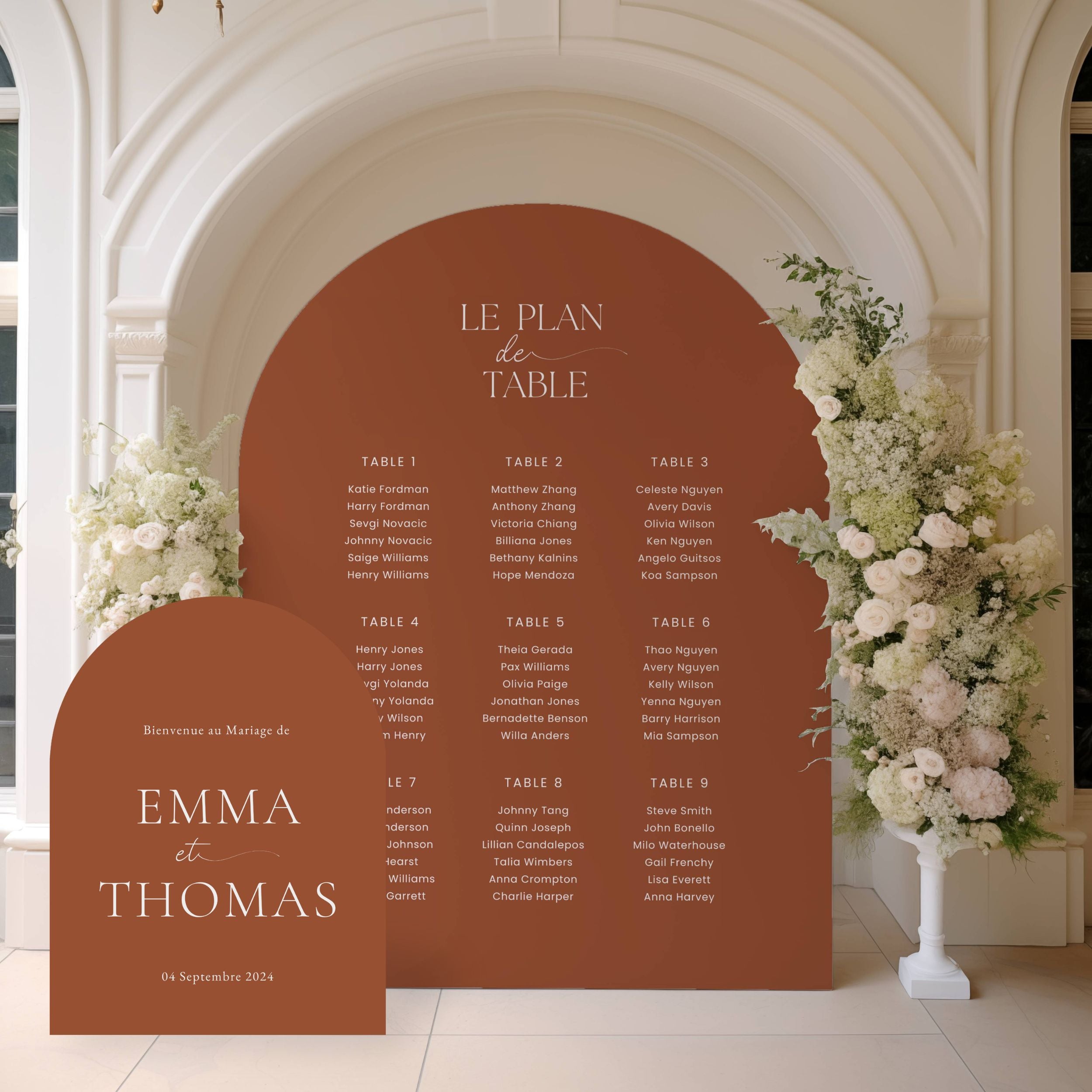 Duo panneau mariage | Panneau bienvenue + panneau plan de table terracotta | Collection Louise
