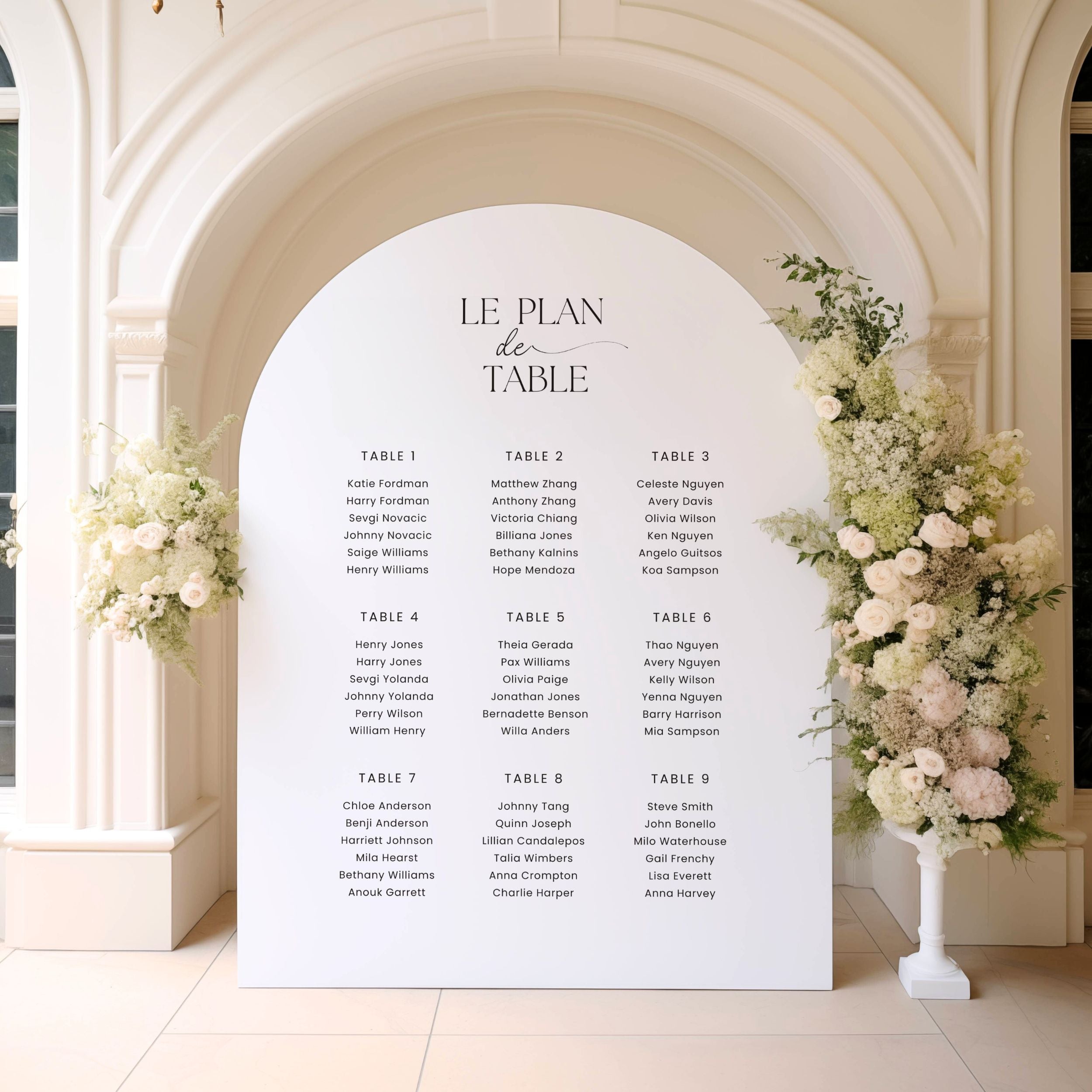 Panneau plan de table mariage arche|Plusieurs coloris|Louise