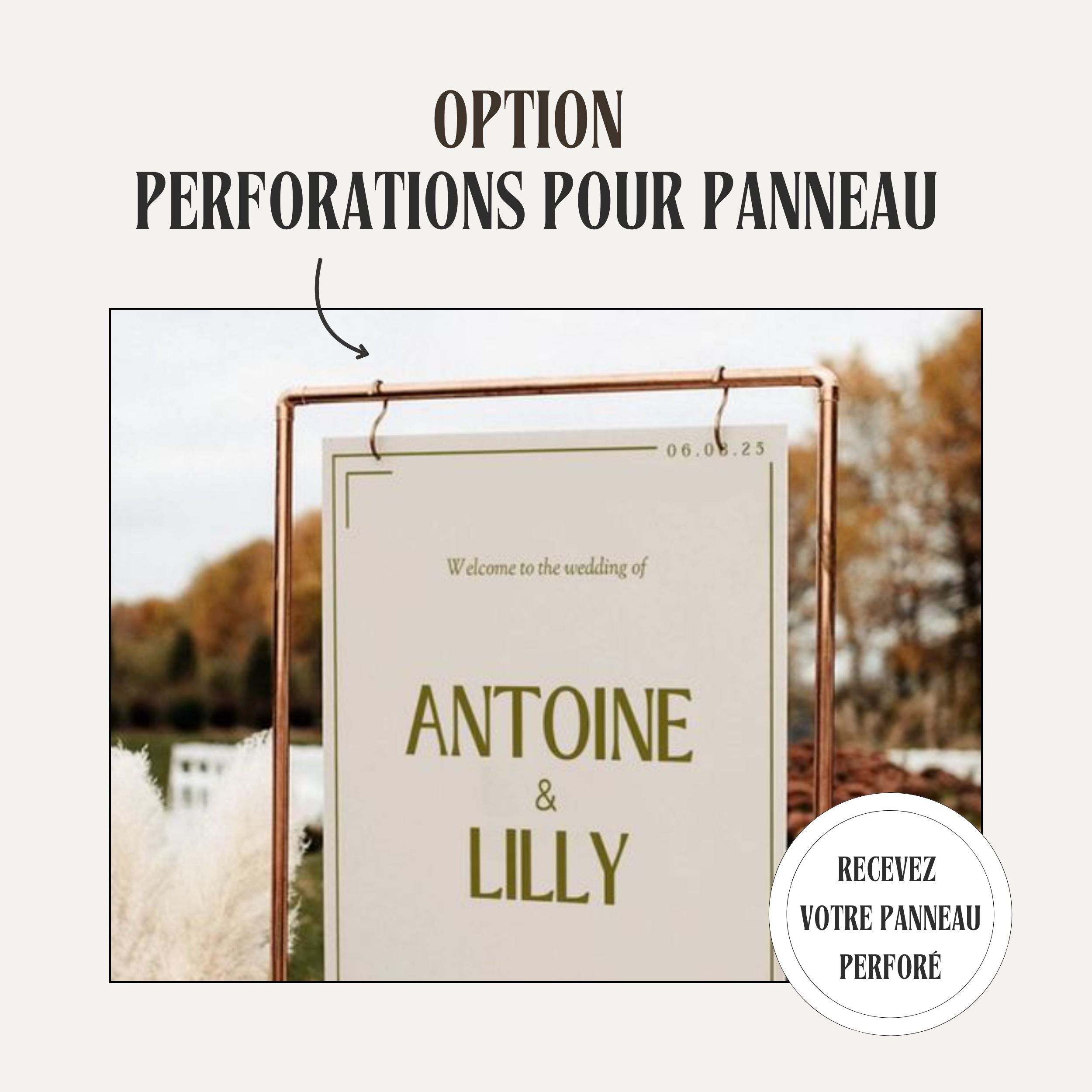 Perforations panneau de mariage