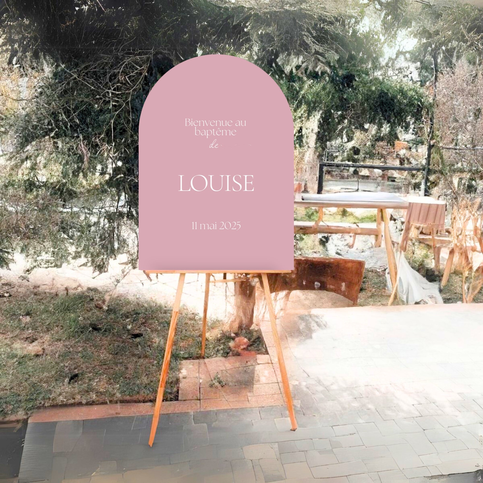 Panneau bienvenue baptême arche | Modèle Louise