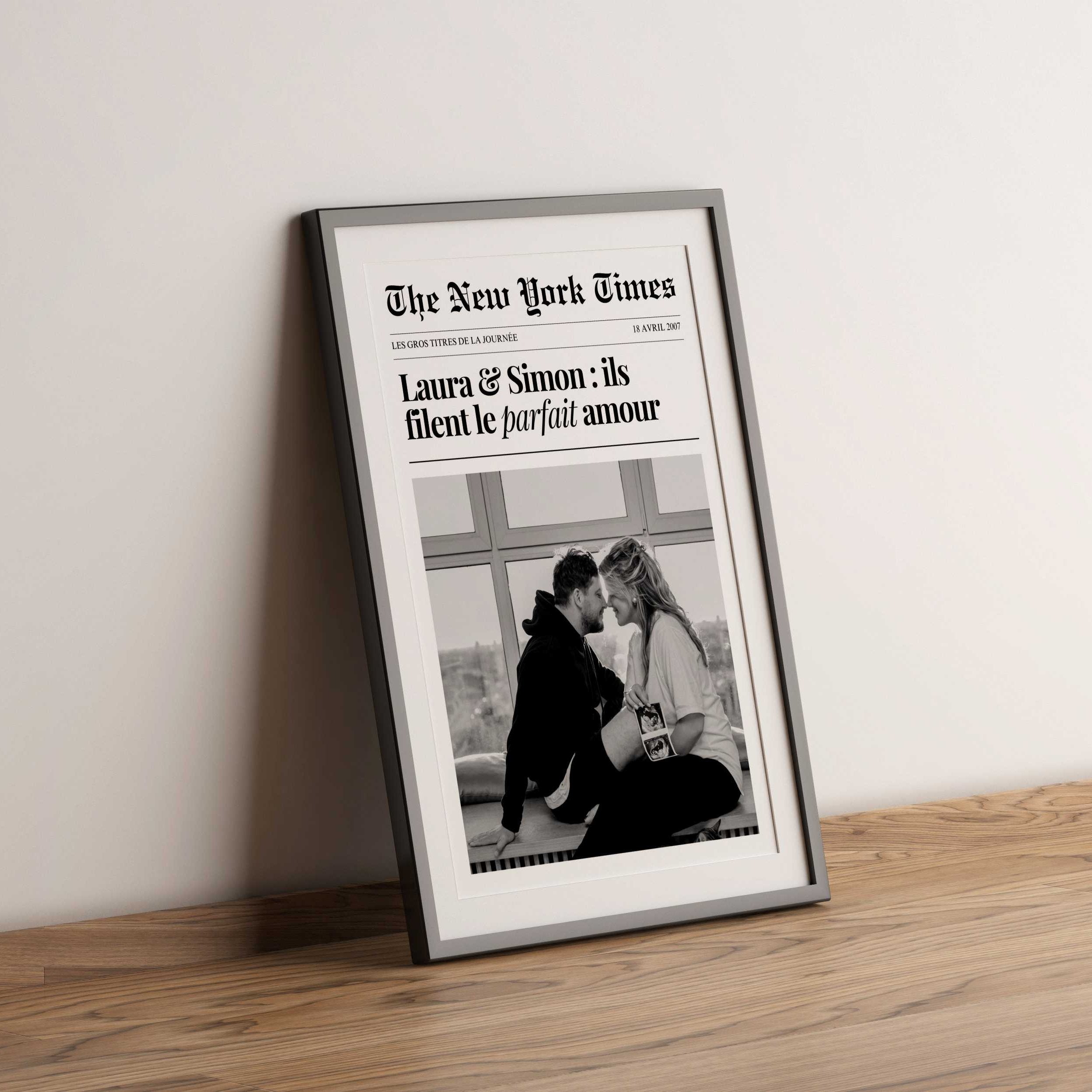 Affiche couple personnalisée couverture journal