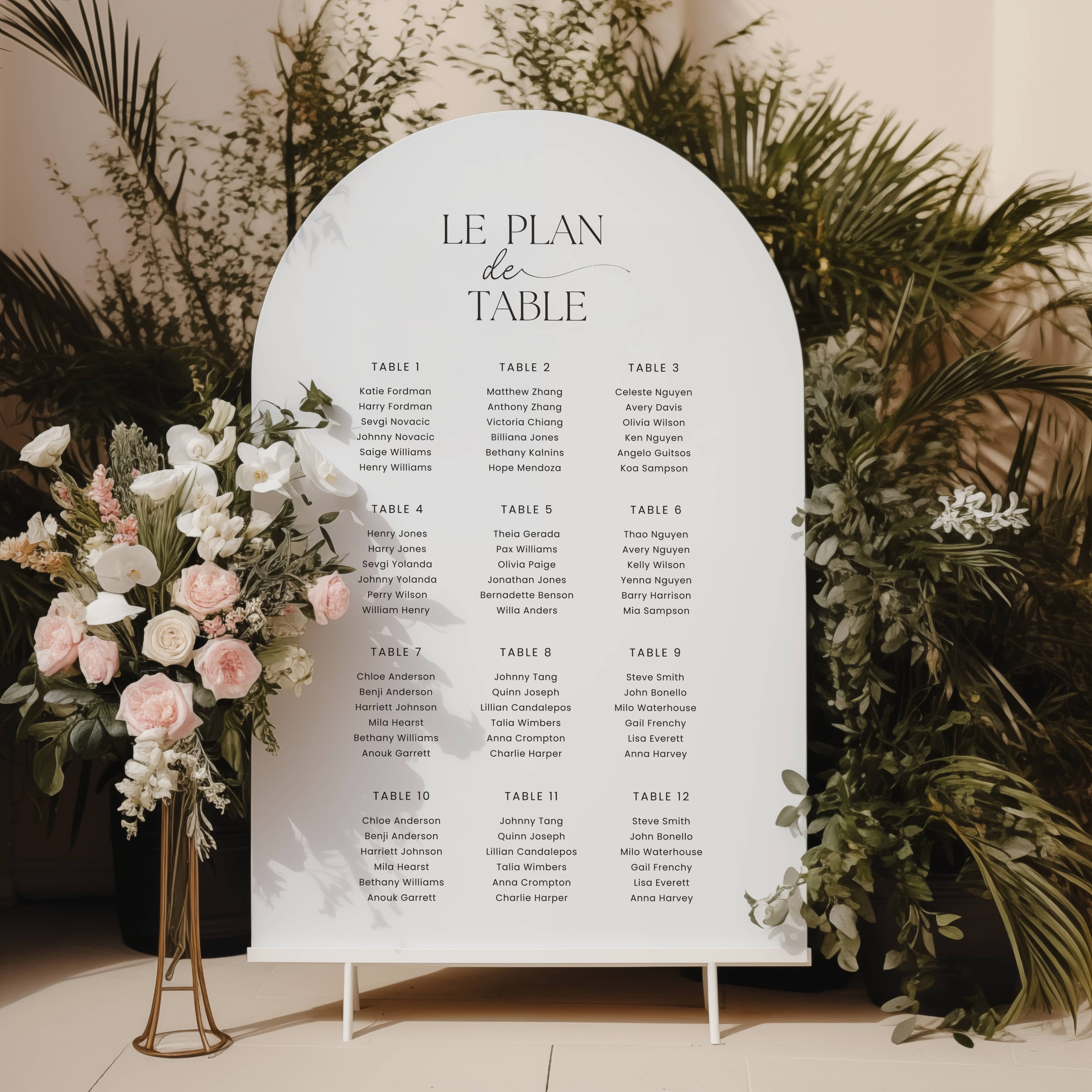 Panneau plan de table mariage arche|Plusieurs coloris|Louise