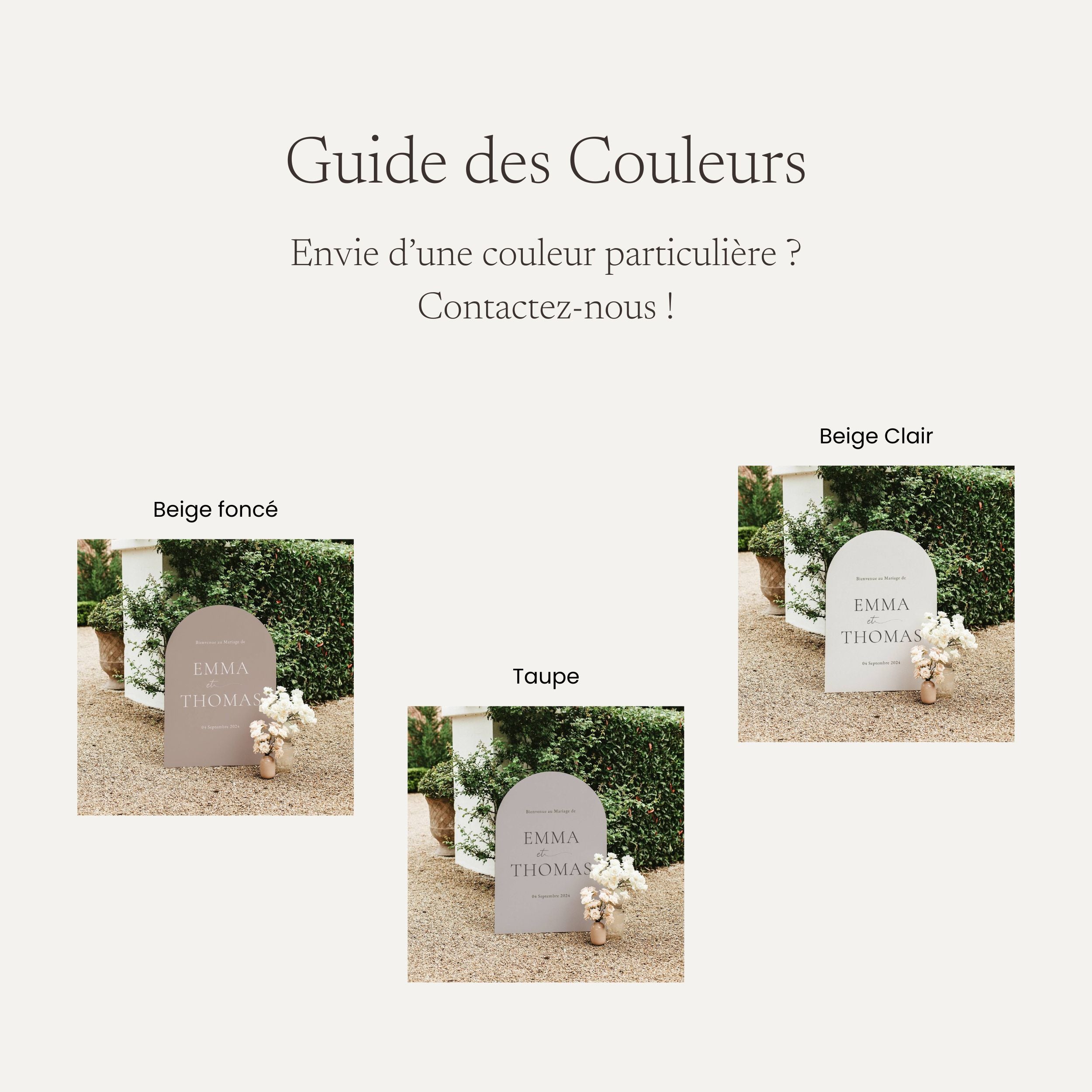 Couleur panneau mariage louise arche