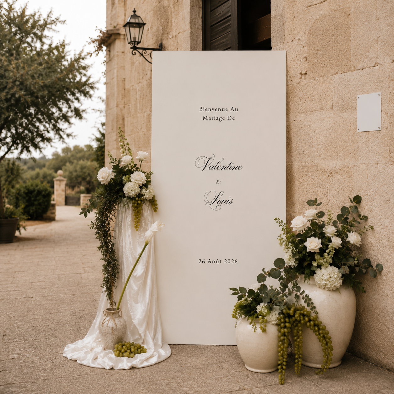 Panneau bienvenue mariage beige | Collection Old Money