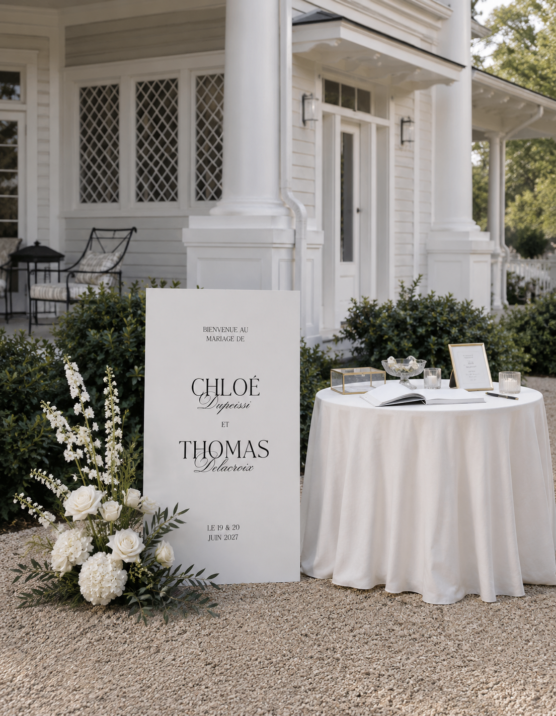 Panneau bienvenue mariage blanc | Collection Old Money