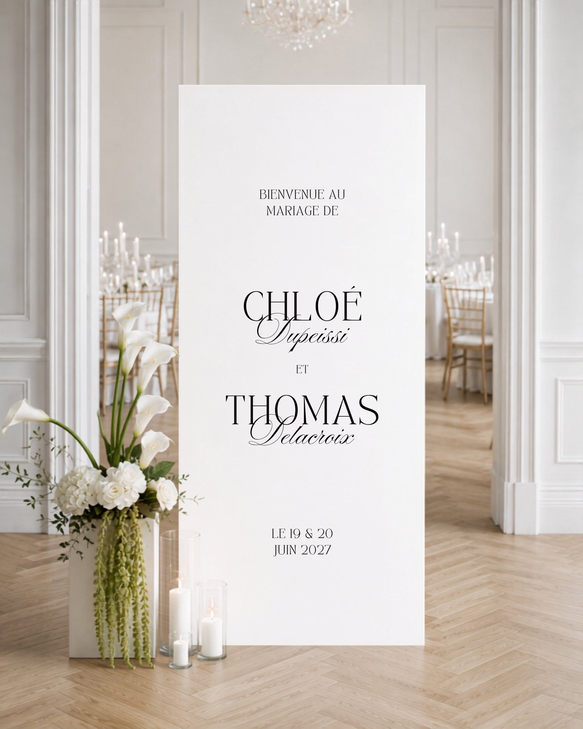 Panneau bienvenue mariage blanc | Collection Old Money