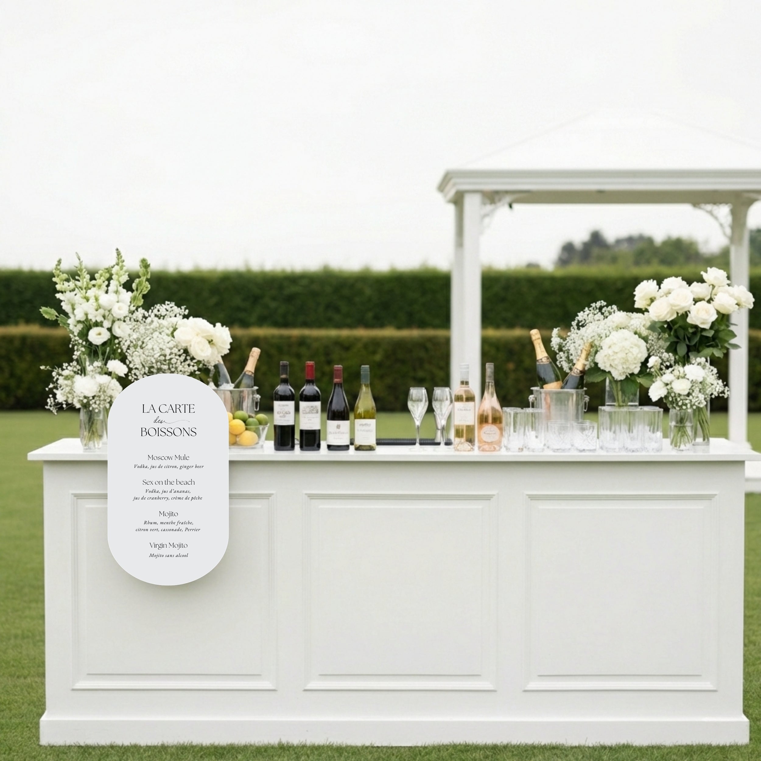 panneau mariage carte du bar
