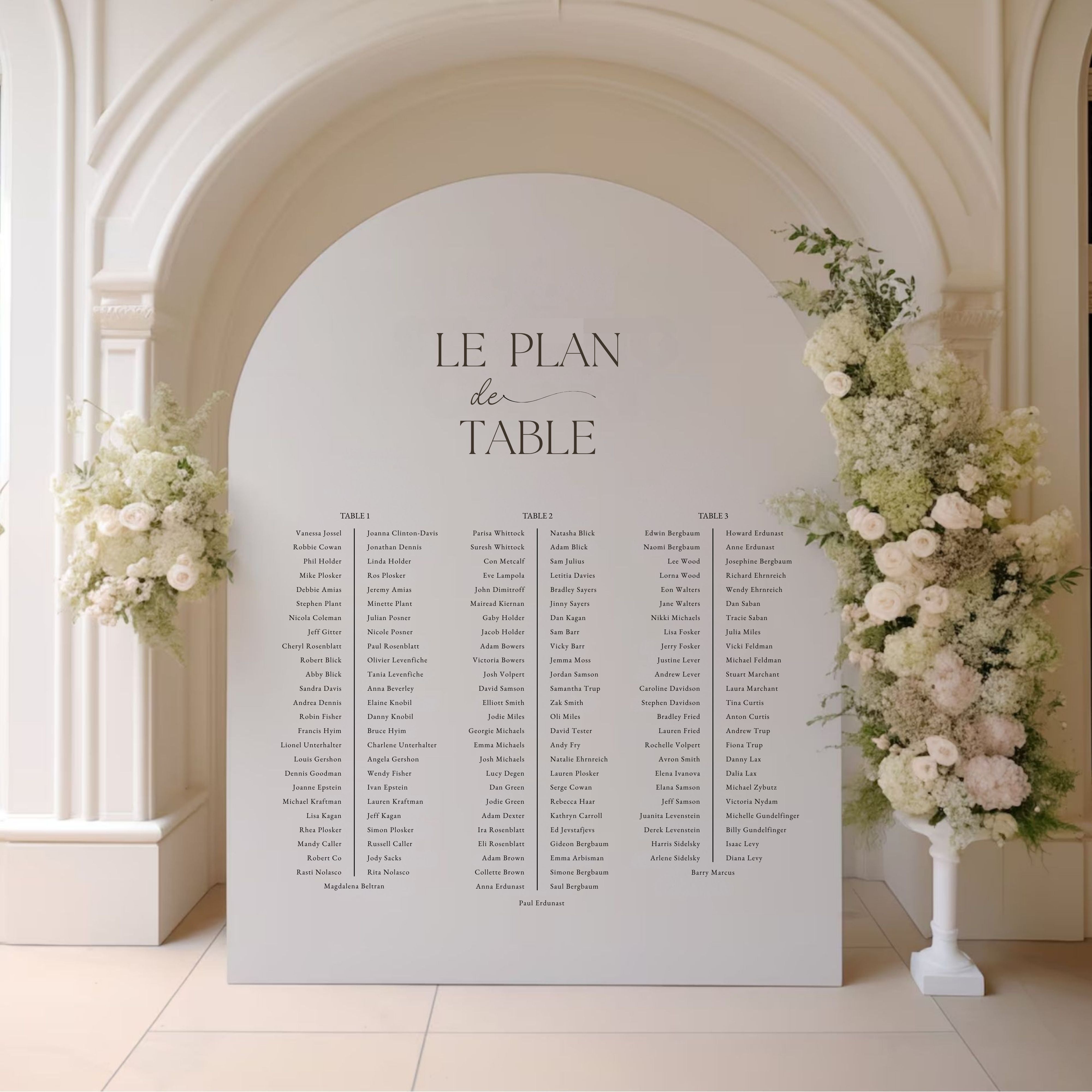Plan de table : option mise en page banquet ou alphabétique