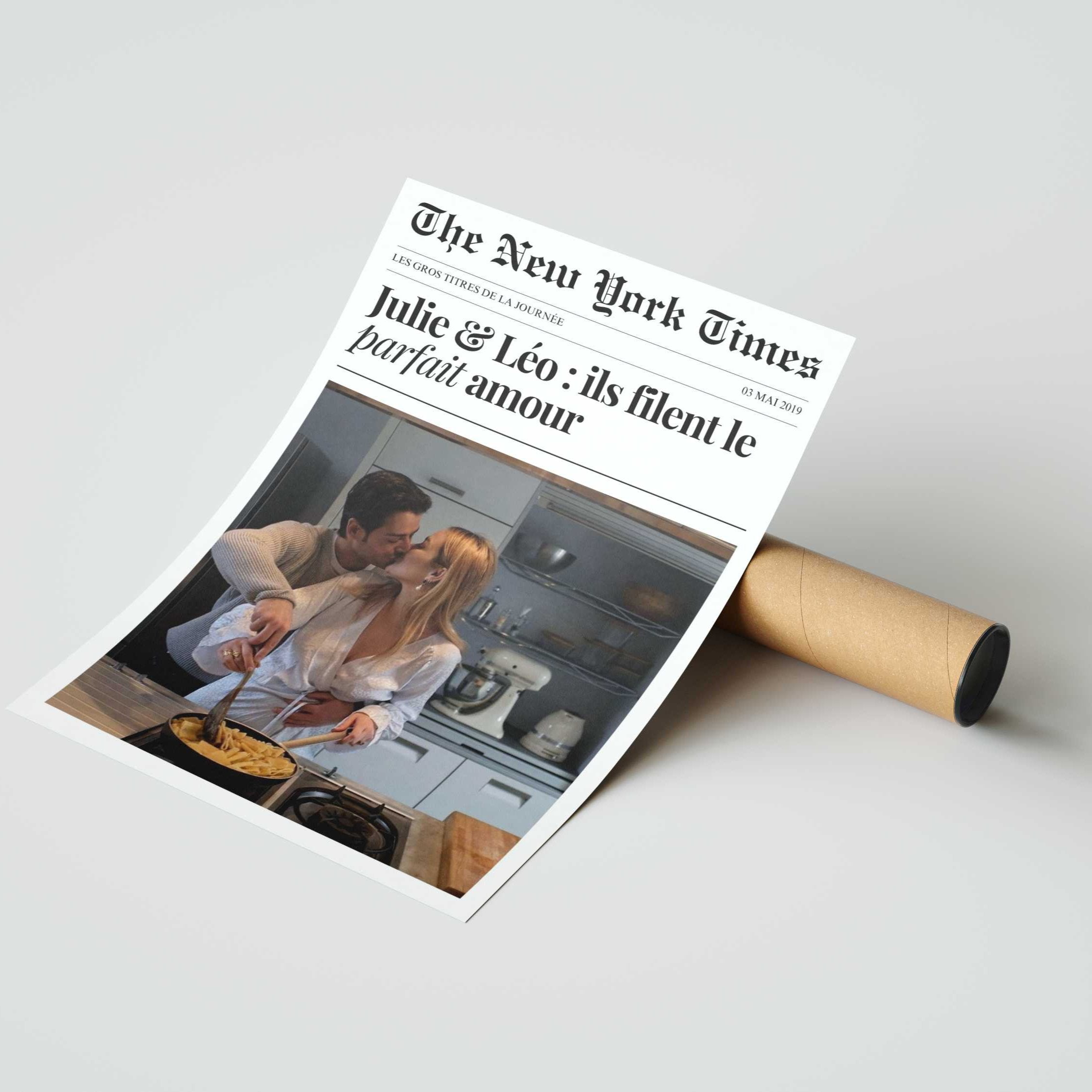 poster couple personnalisé couverture new york times