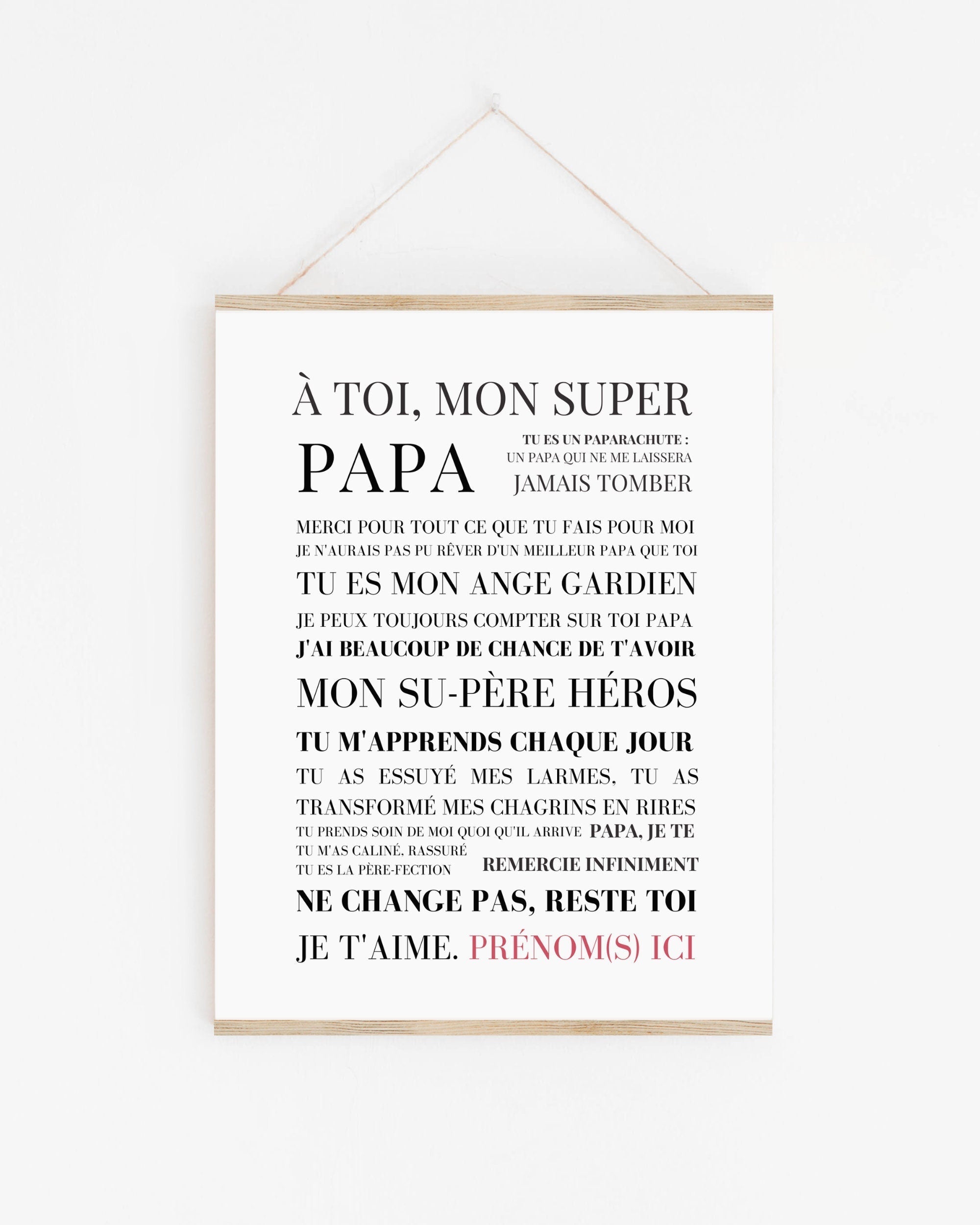 Affiche Papa - Les Mots pour Papa
