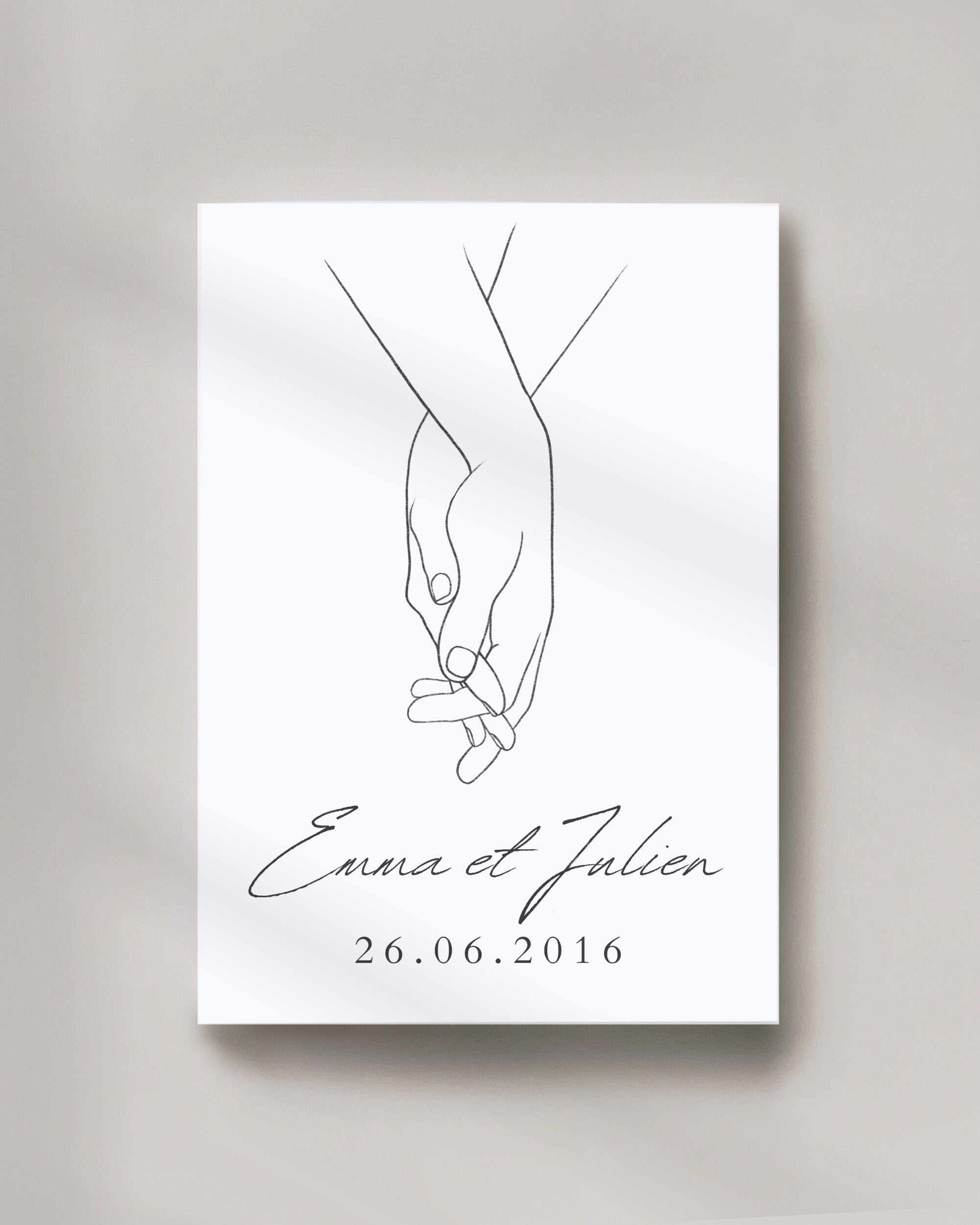 Cadeau de Mariage Personnalisé - L'Affiche Mains Entrelaçées