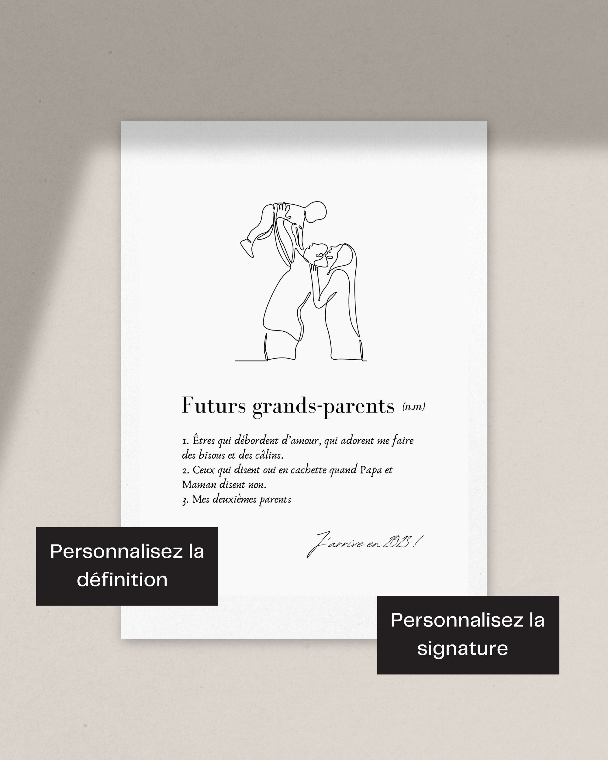 Annonce grossesse - L'affiche "Futurs Grands Parents"