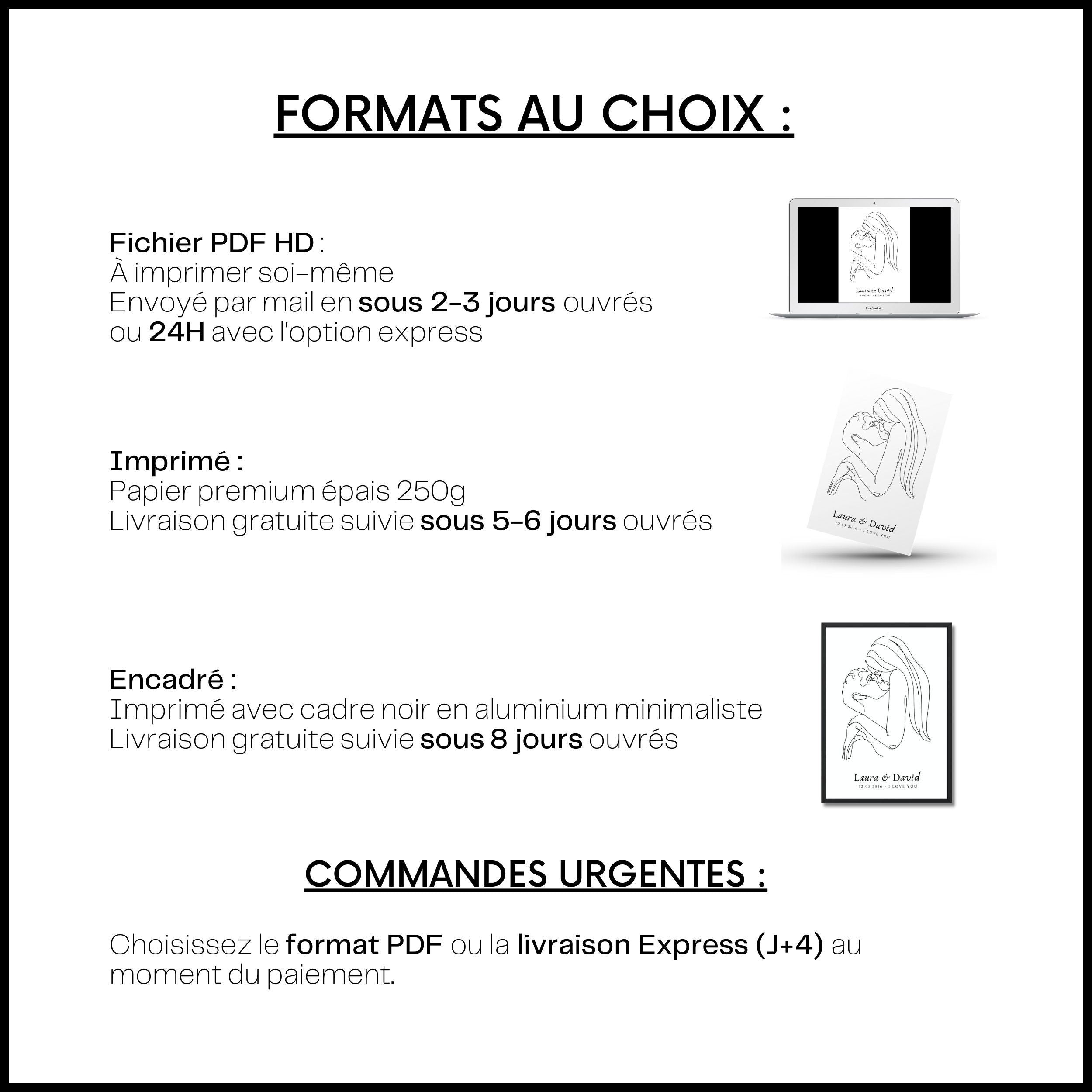 Affiche personnalisée couple - Illustration Mains "La Promesse"
