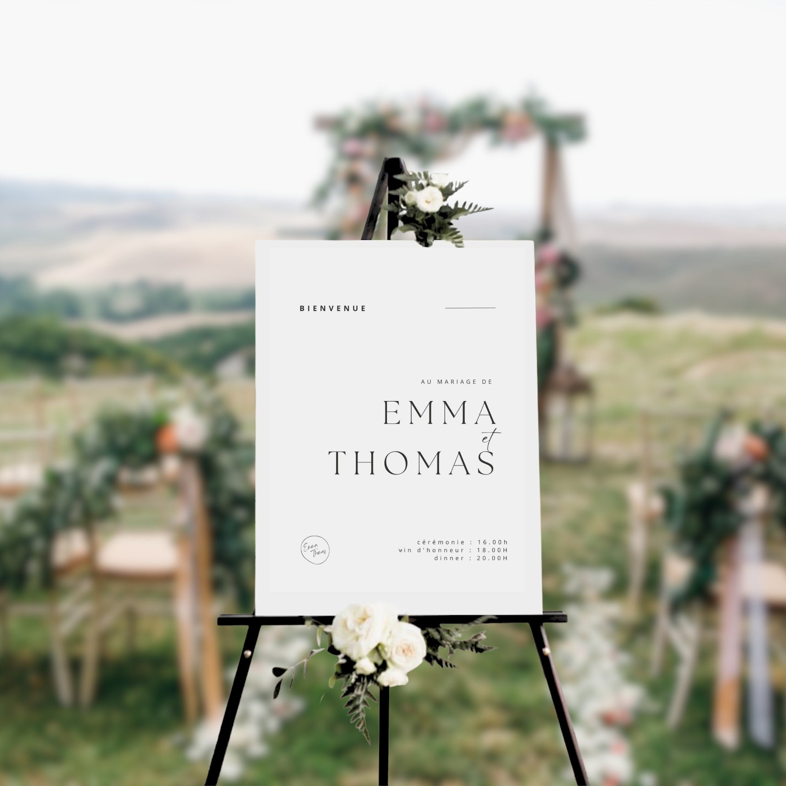 Panneau bienvenue mariage blanc | Collection Minimaliste