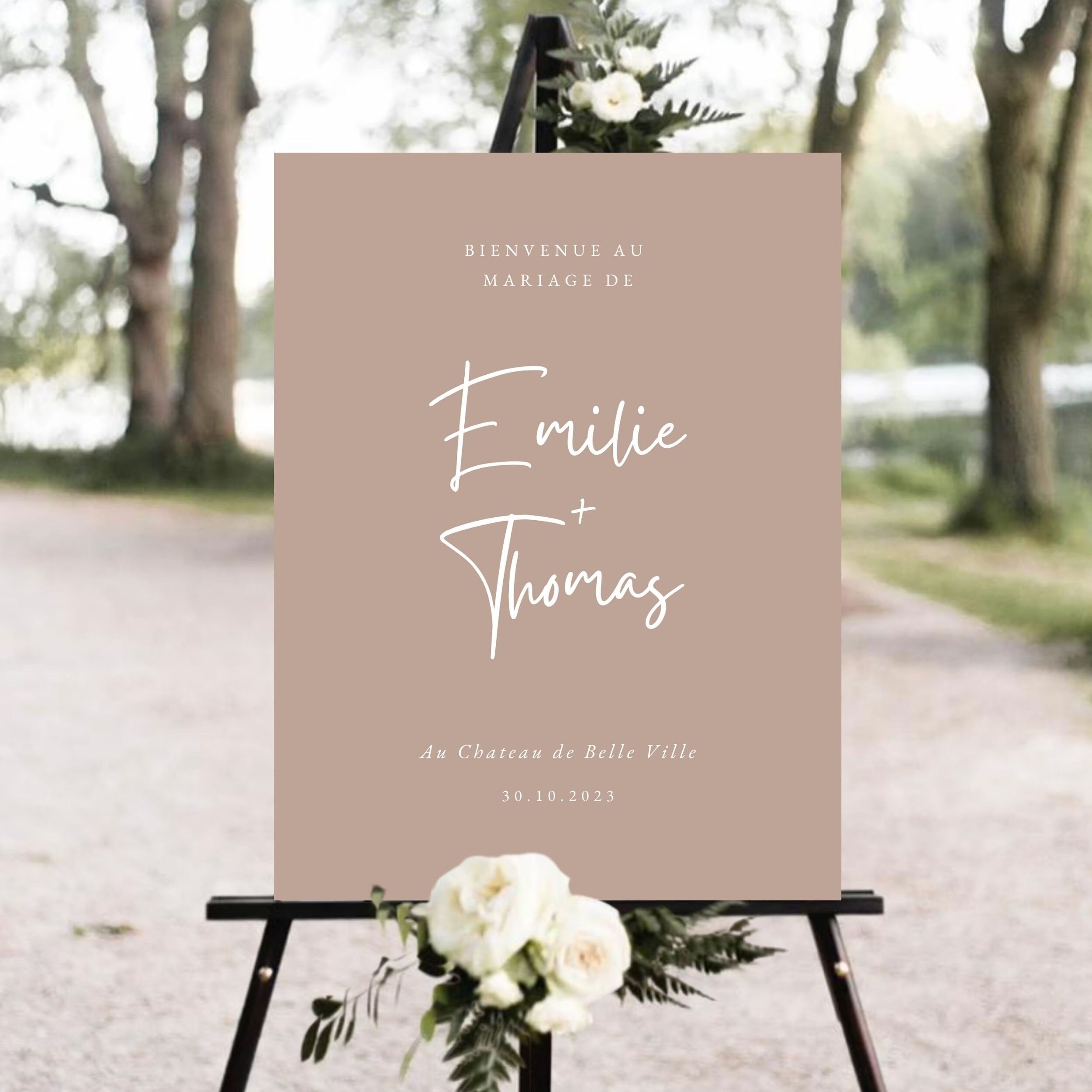 Panneau de bienvenue mariage | Modèle Anna | Blanc