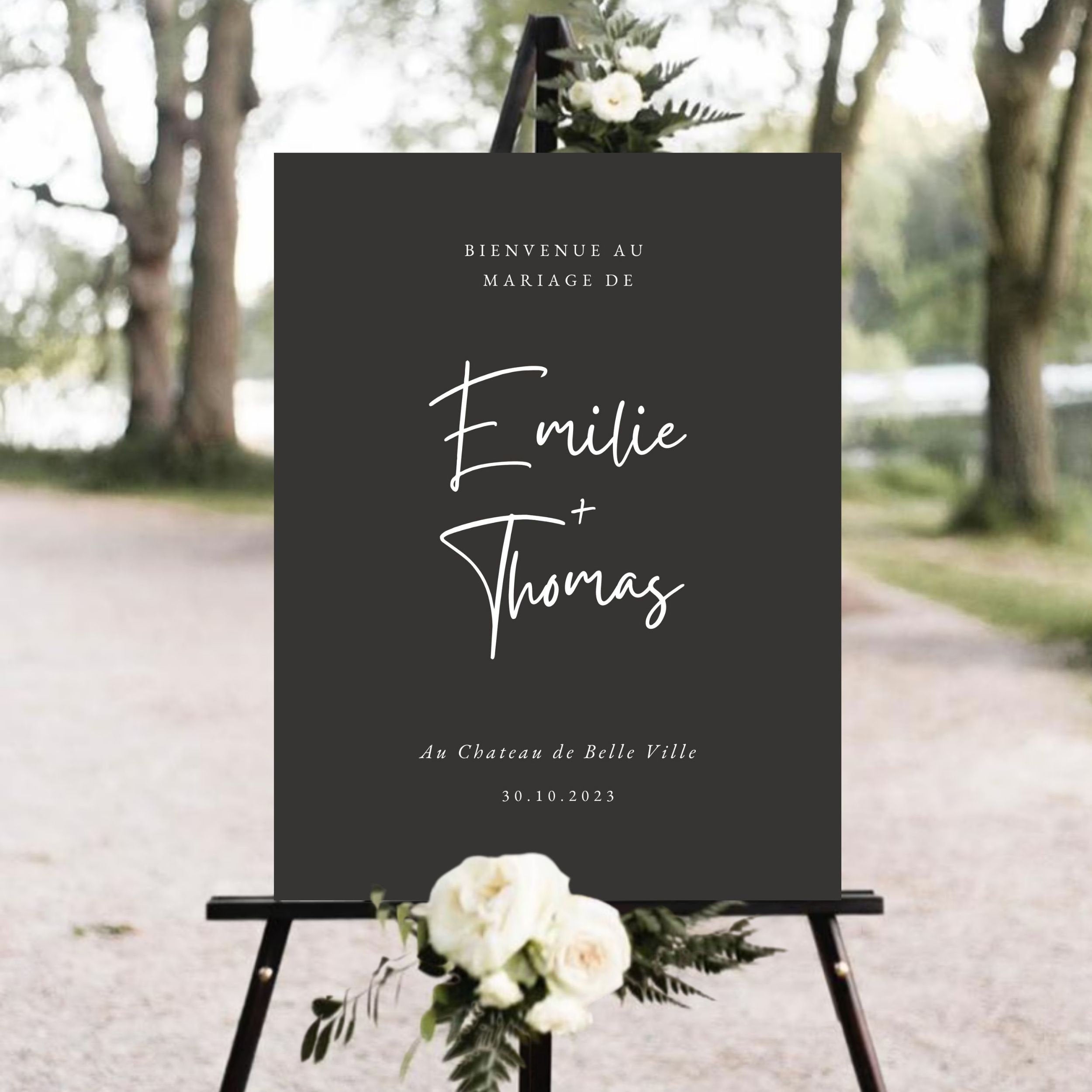 Panneau de bienvenue mariage | Modèle Anna | Blanc