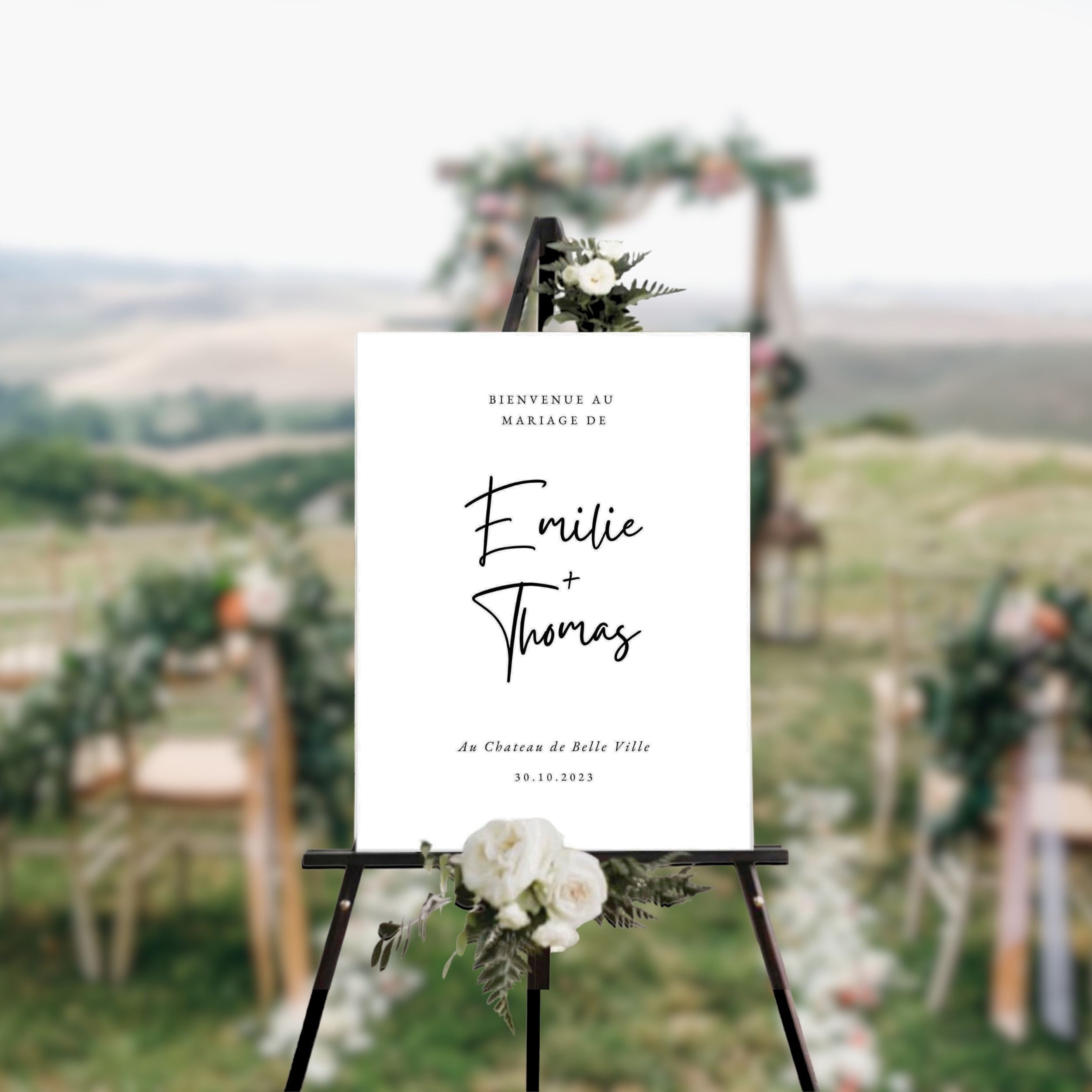 Panneau de bienvenue mariage | Modèle Anna | Blanc