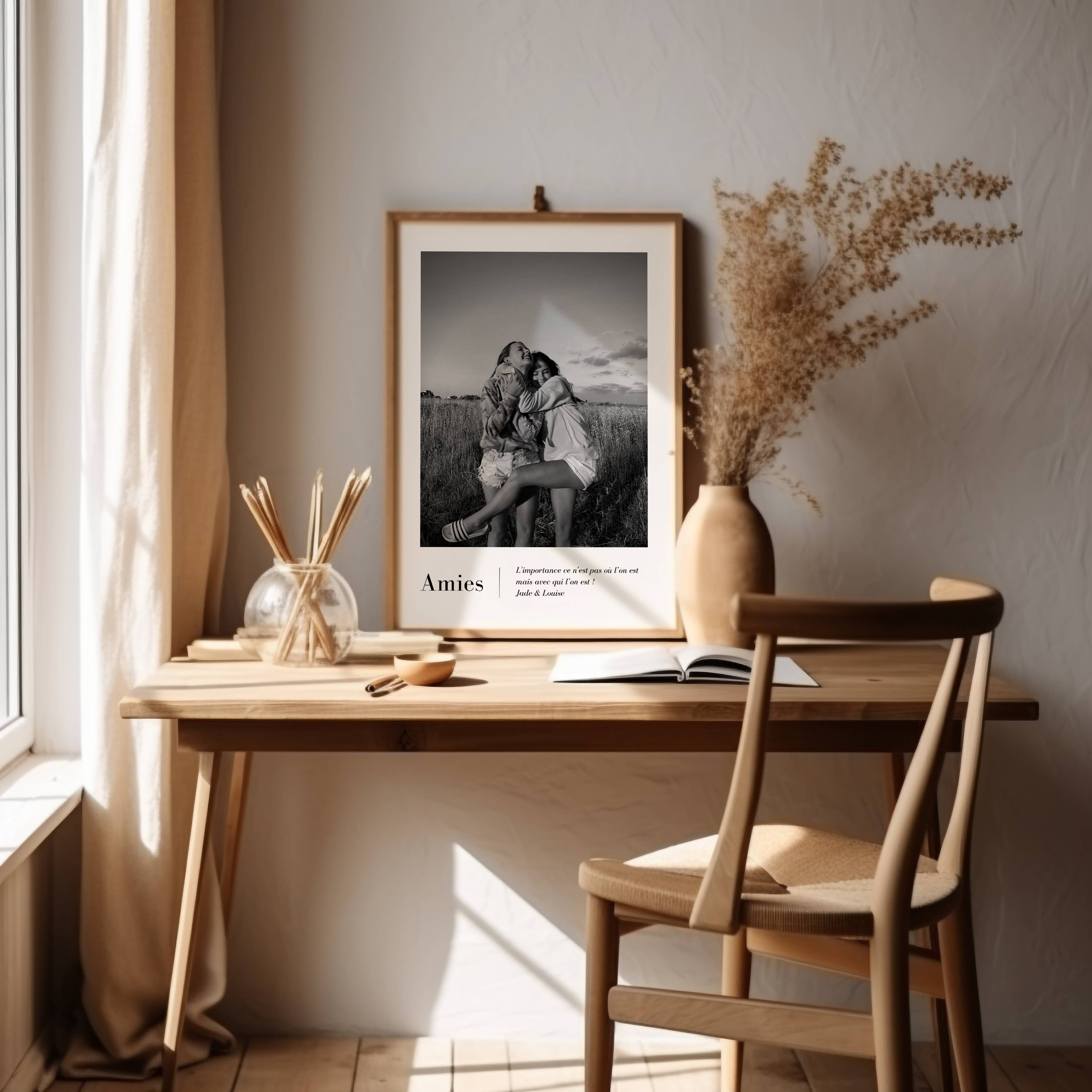 affiche meilleure amie, affiche personnalisée meilleure amie avec photo et texte personnalisable