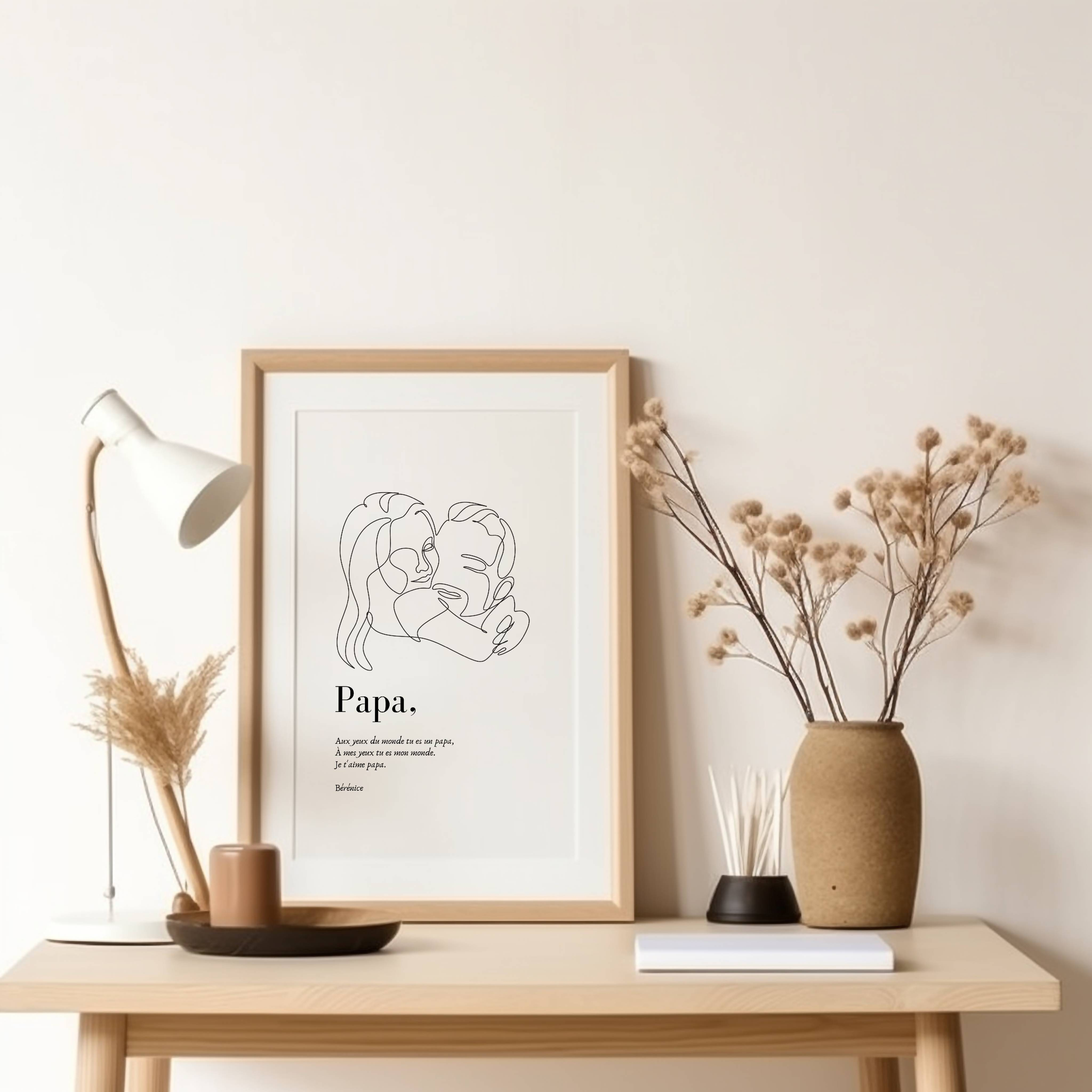 affiche personnalisée papa, affiche définition papa, affiche illustration père et fille