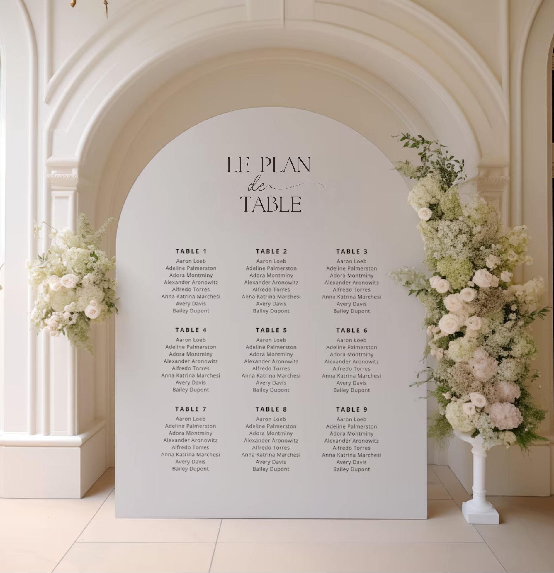 Panneau plan de table mariage