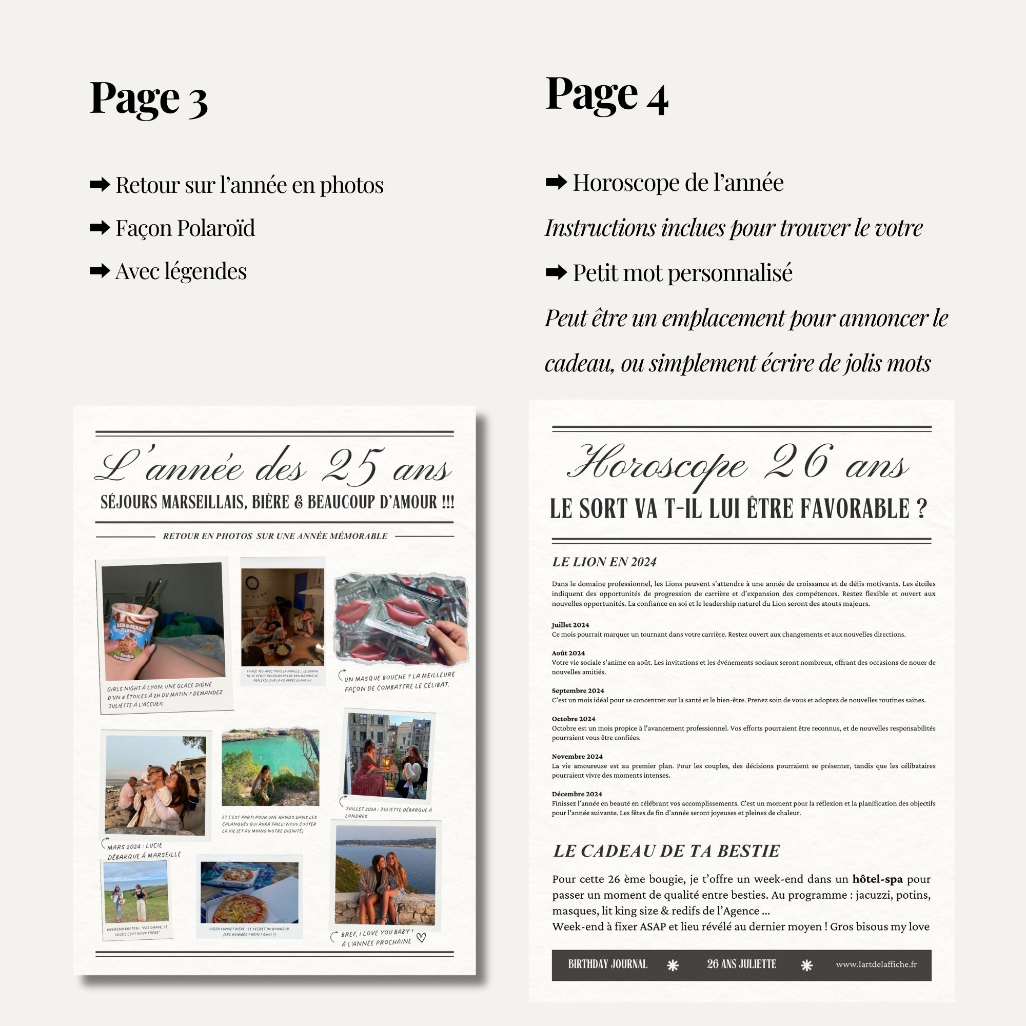 Journal d'Anniversaire Version Bestie | 4 pages | Modèle Canva à personnaliser