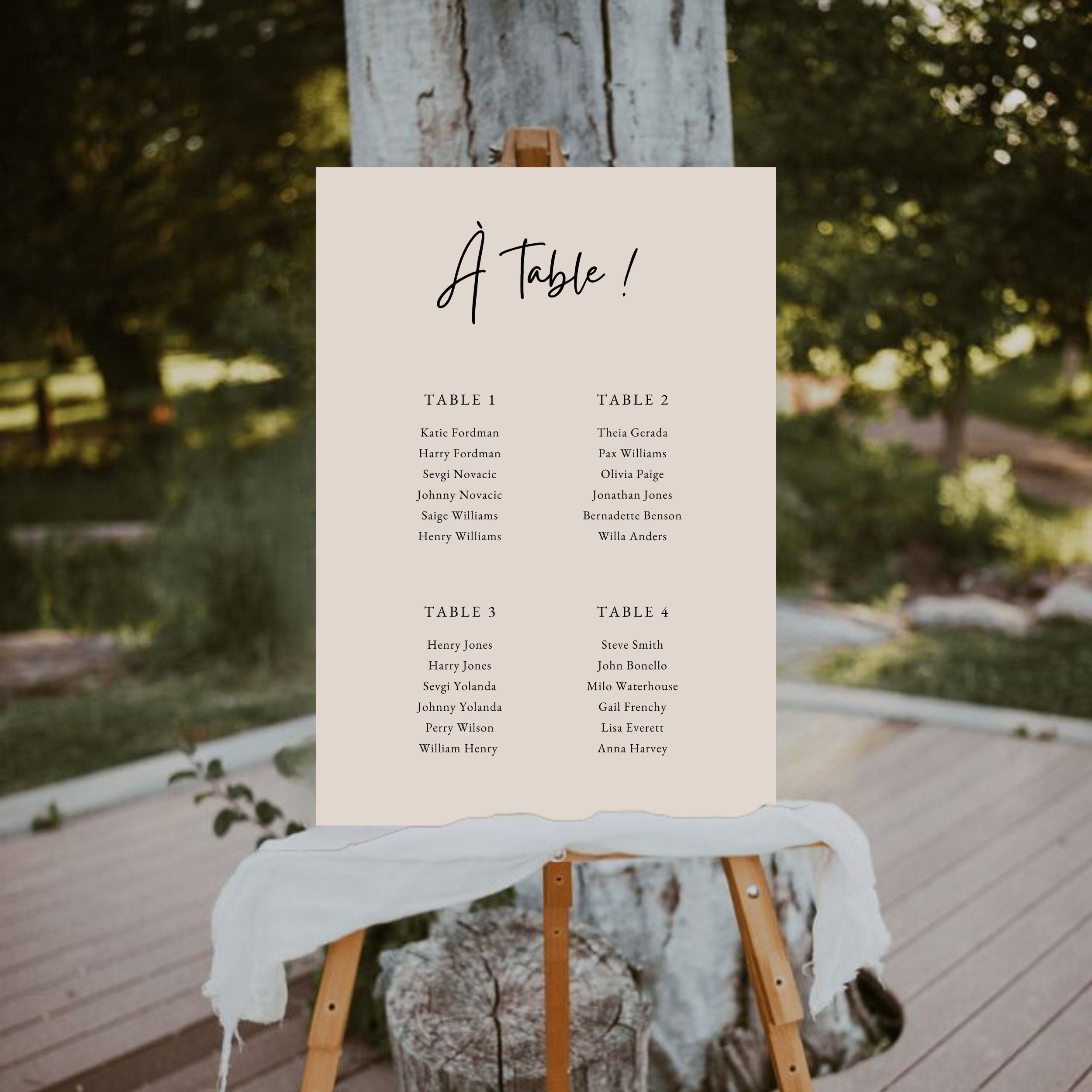 Plan de table pour mariage |  Modèle Anna  | Plusieurs coloris