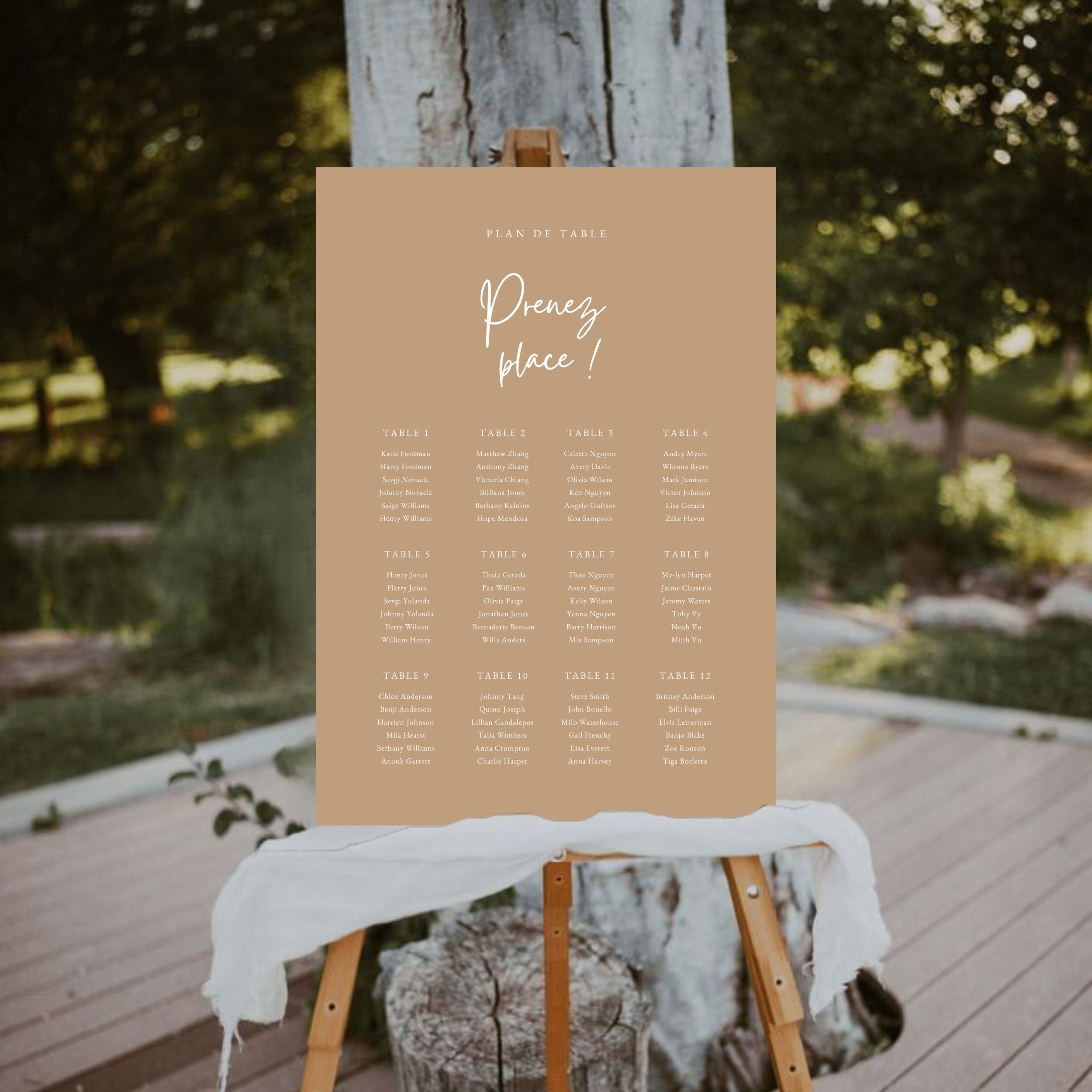 Plan de table pour mariage |  Modèle Anna  | Plusieurs coloris