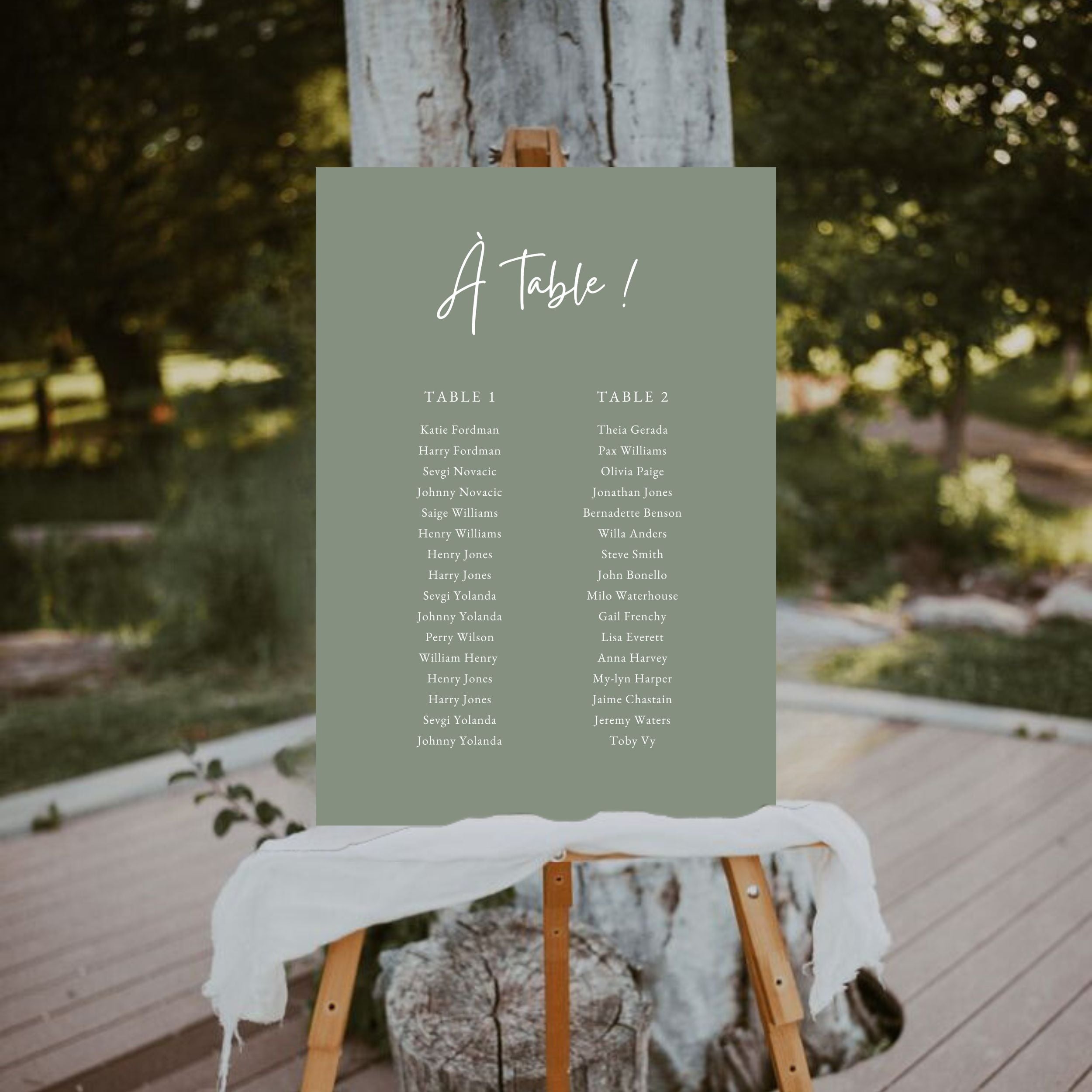 Plan de table pour mariage |  Modèle Anna  | Plusieurs coloris