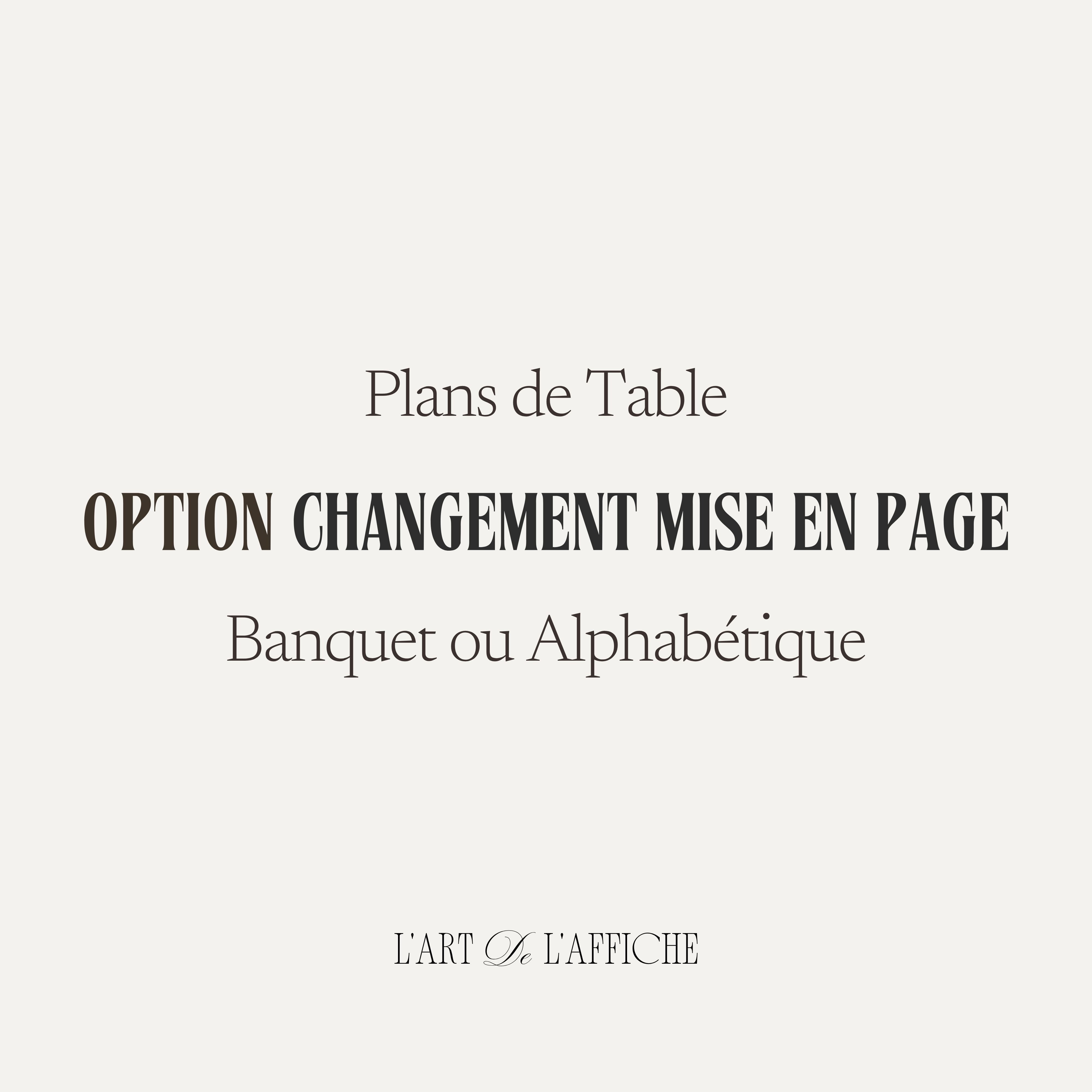Plan de table : option mise en page banquet ou alphabétique