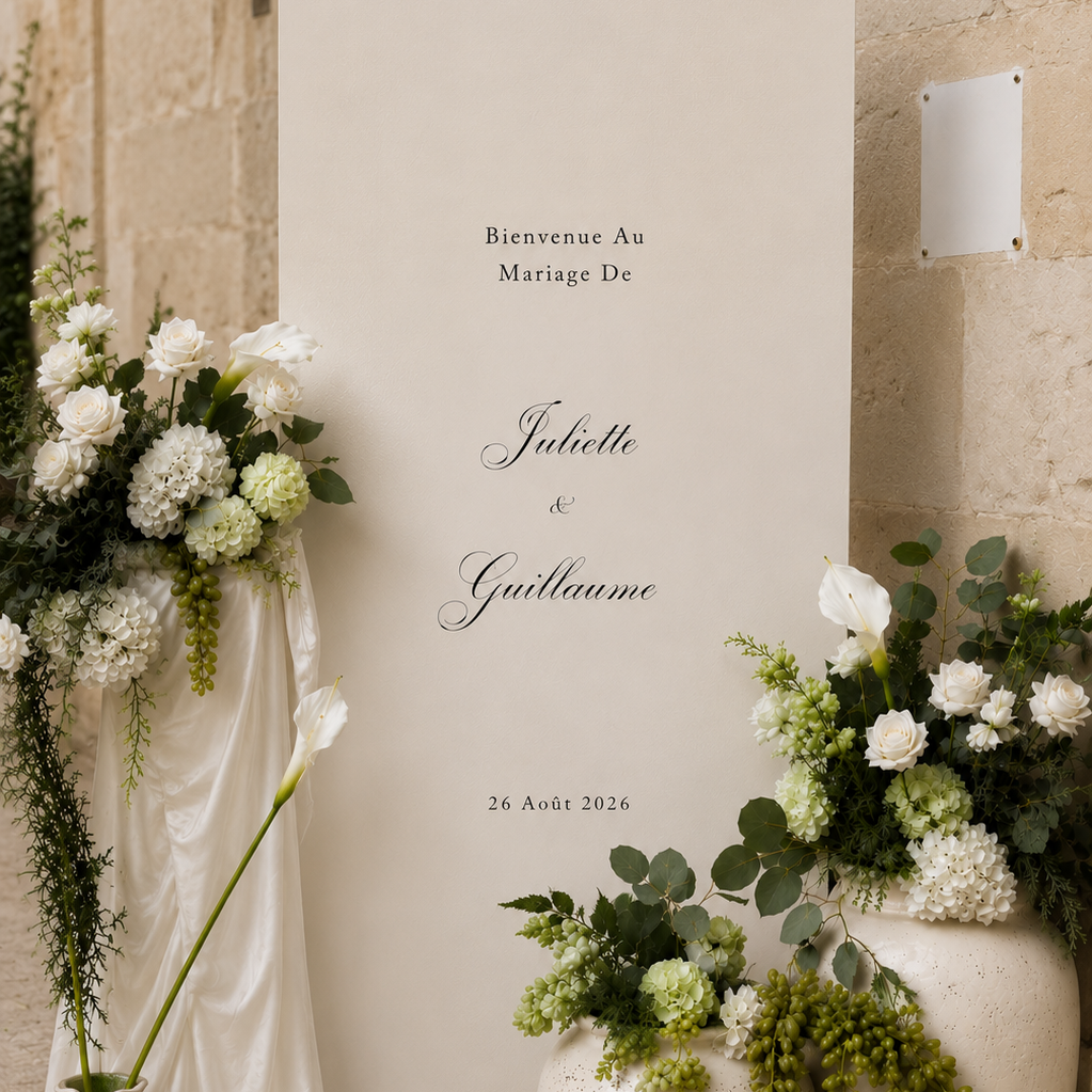 Panneau bienvenue mariage beige | Collection Old Money