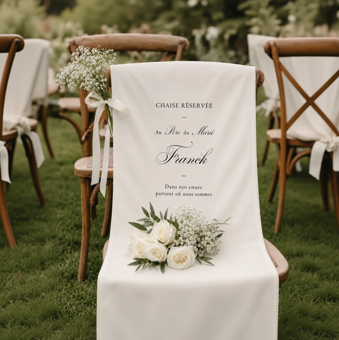 Tissu commémoratif mariage | Chaîse réservée