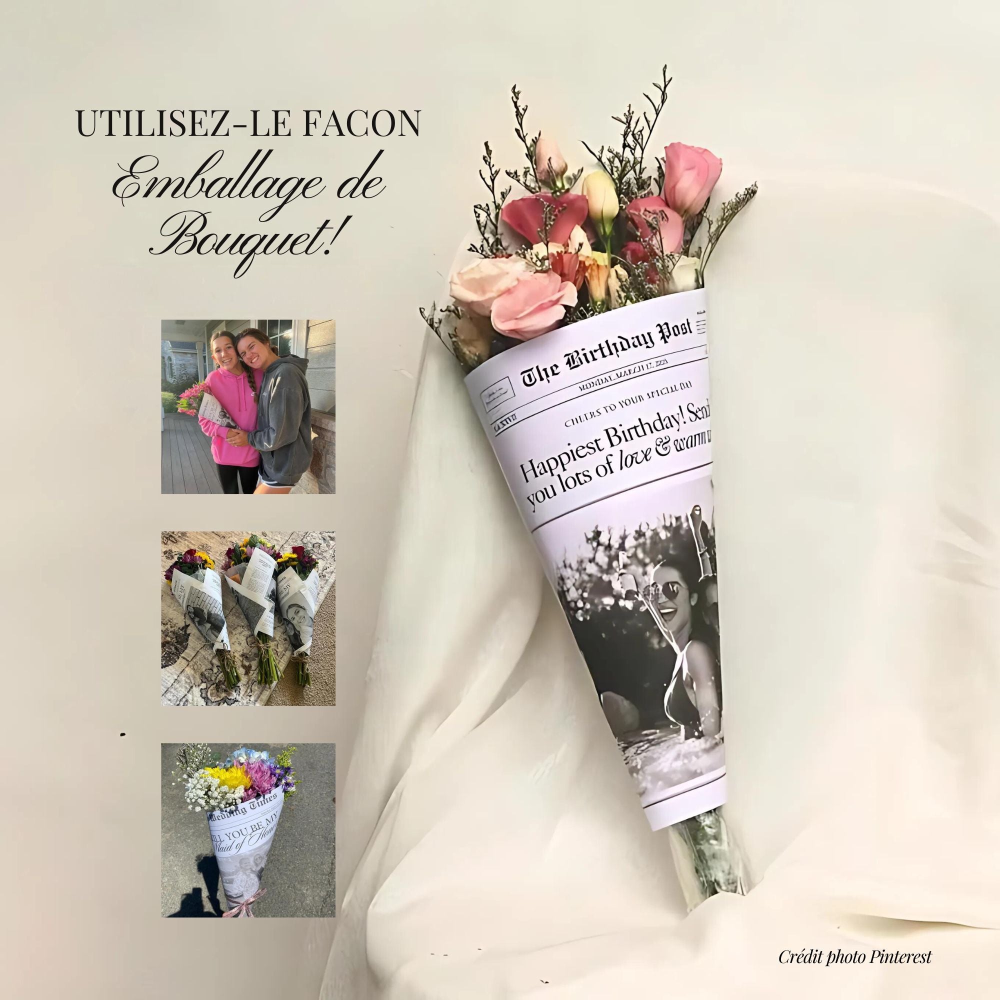 gazette anniversaire emballage de bouquet