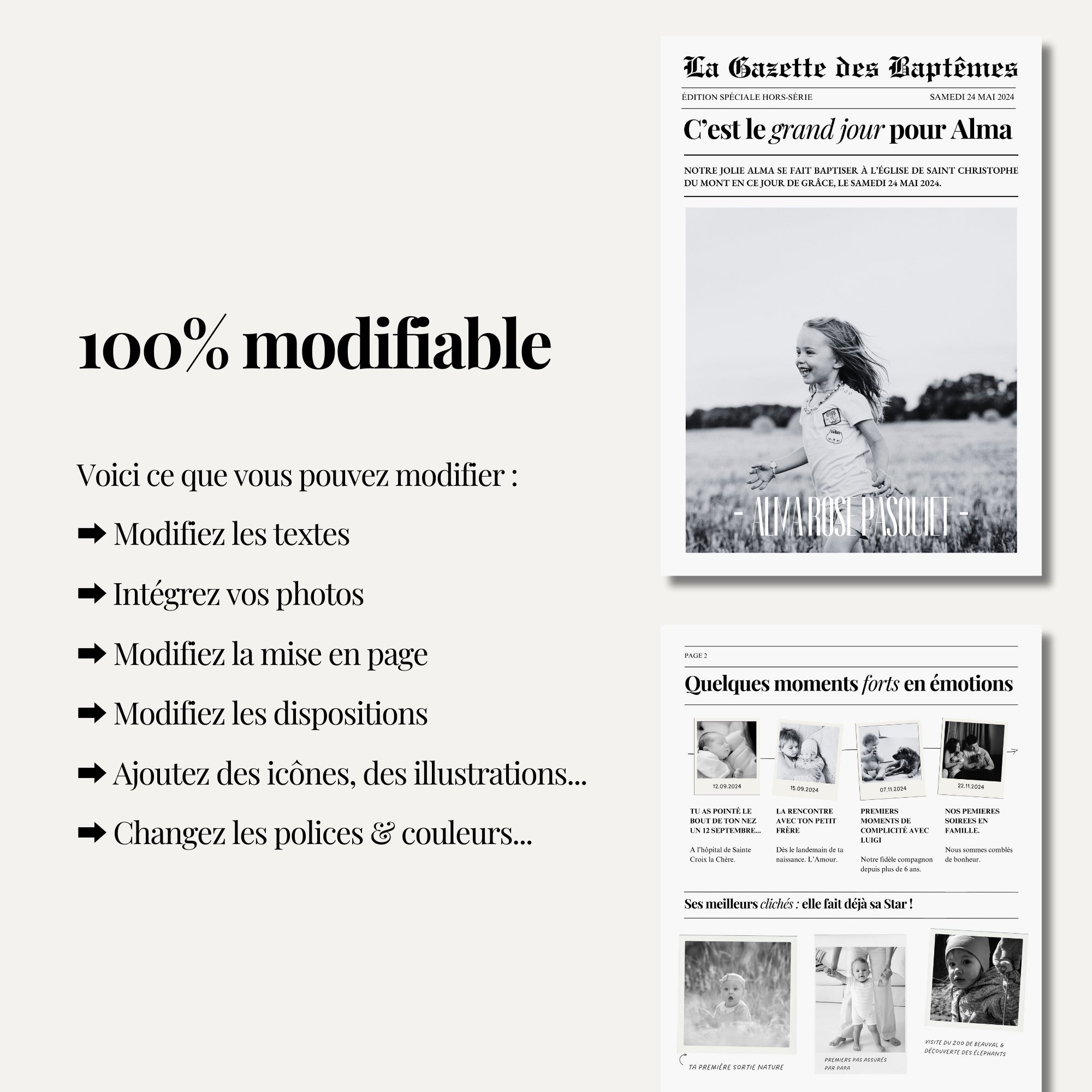 modèle gazette bapteme