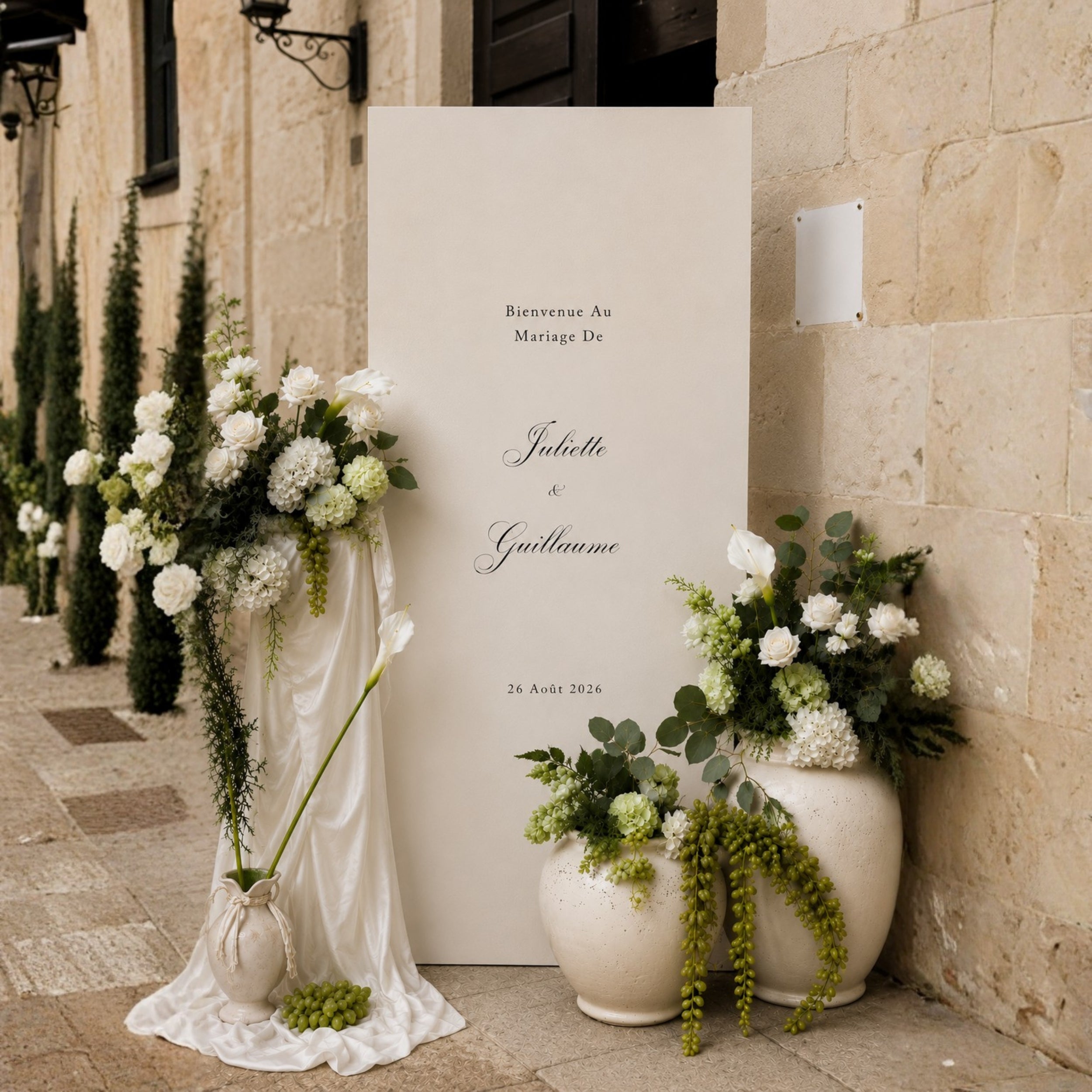 Panneau bienvenue mariage beige | Collection Old Money