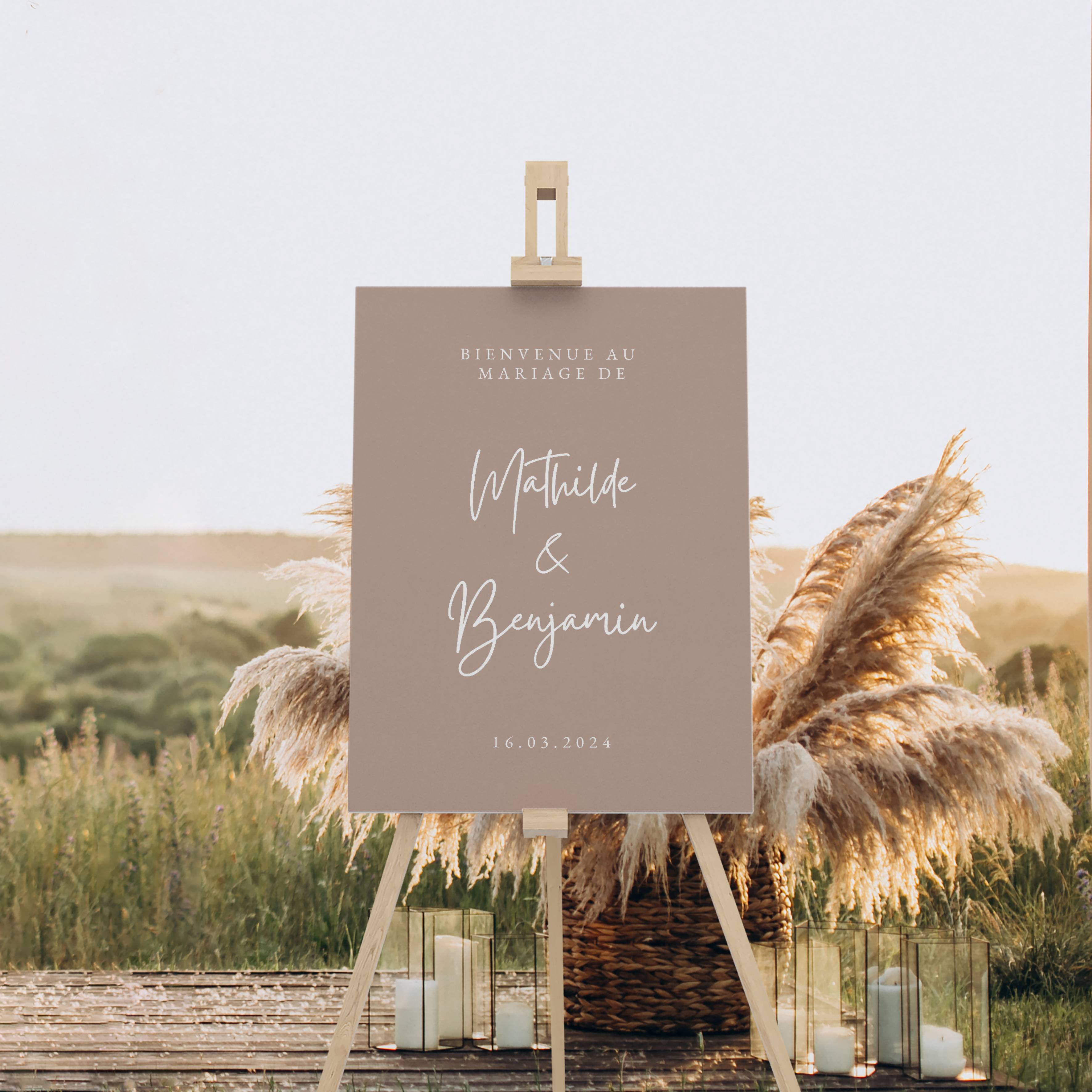 Panneau bienvenue mariage beige | Collection Anna