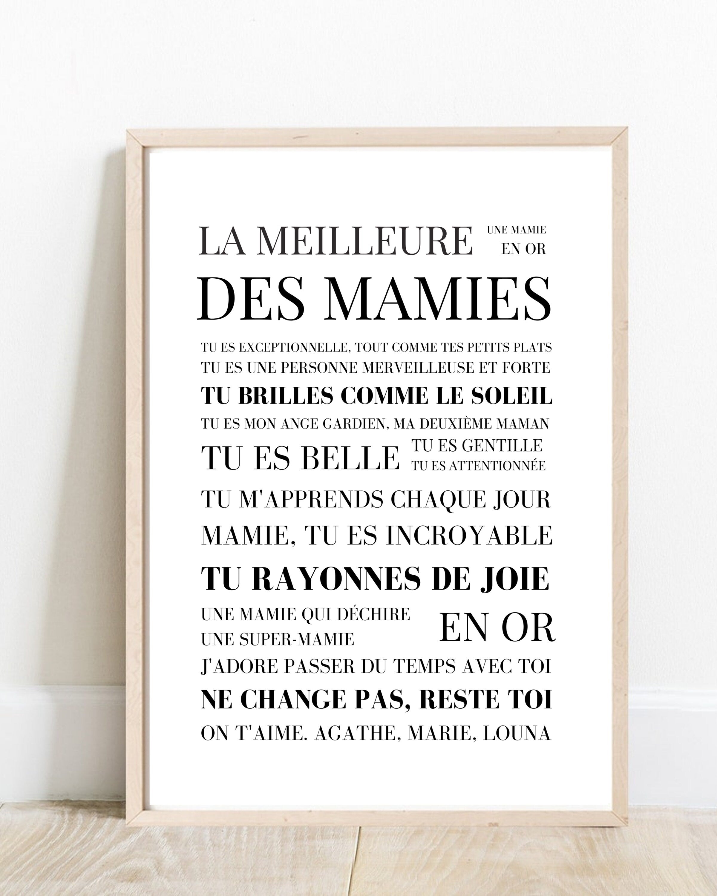 Cadre Mamie - L'Affiche mots pour mamie