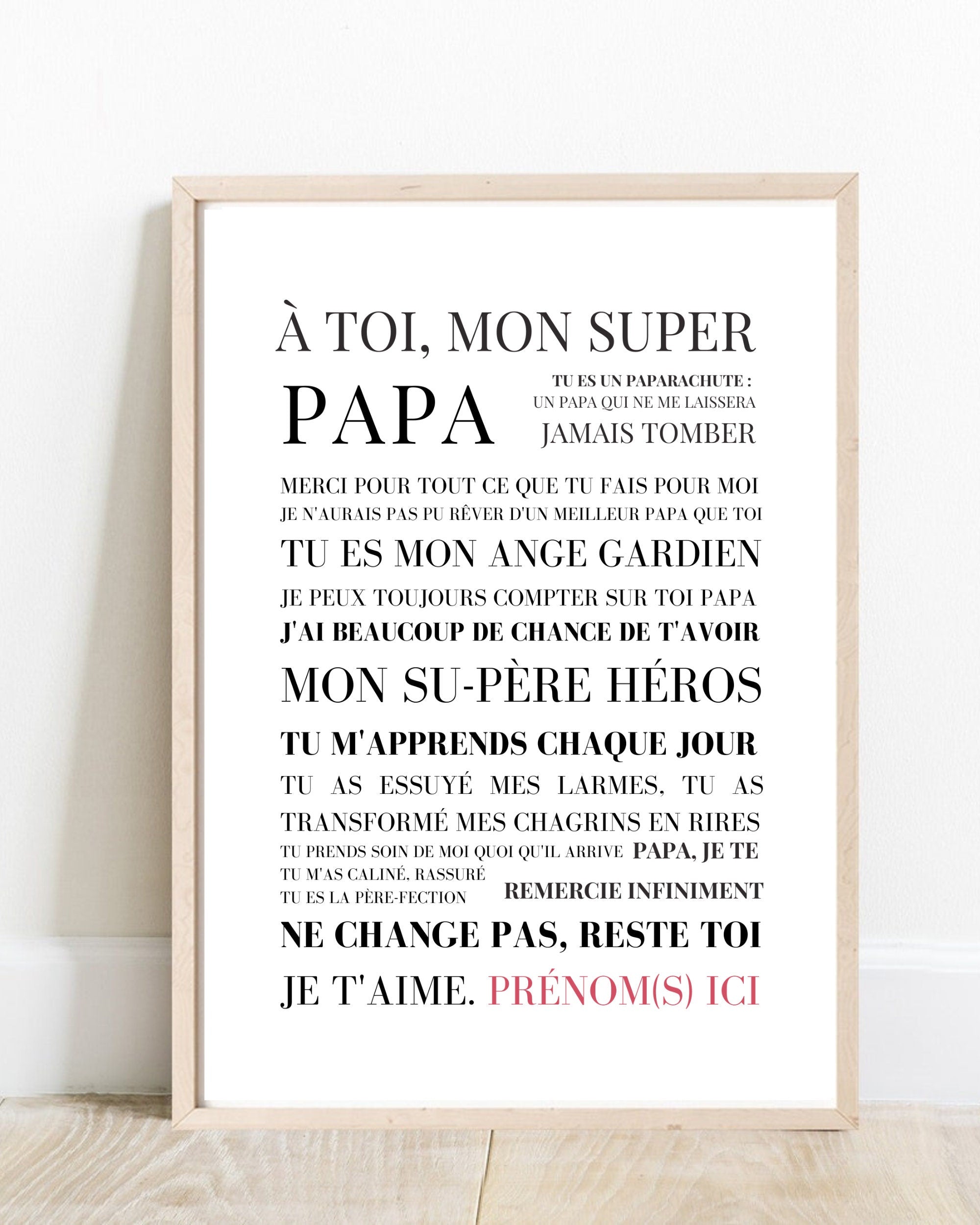 Affiche Papa - Les Mots pour Papa